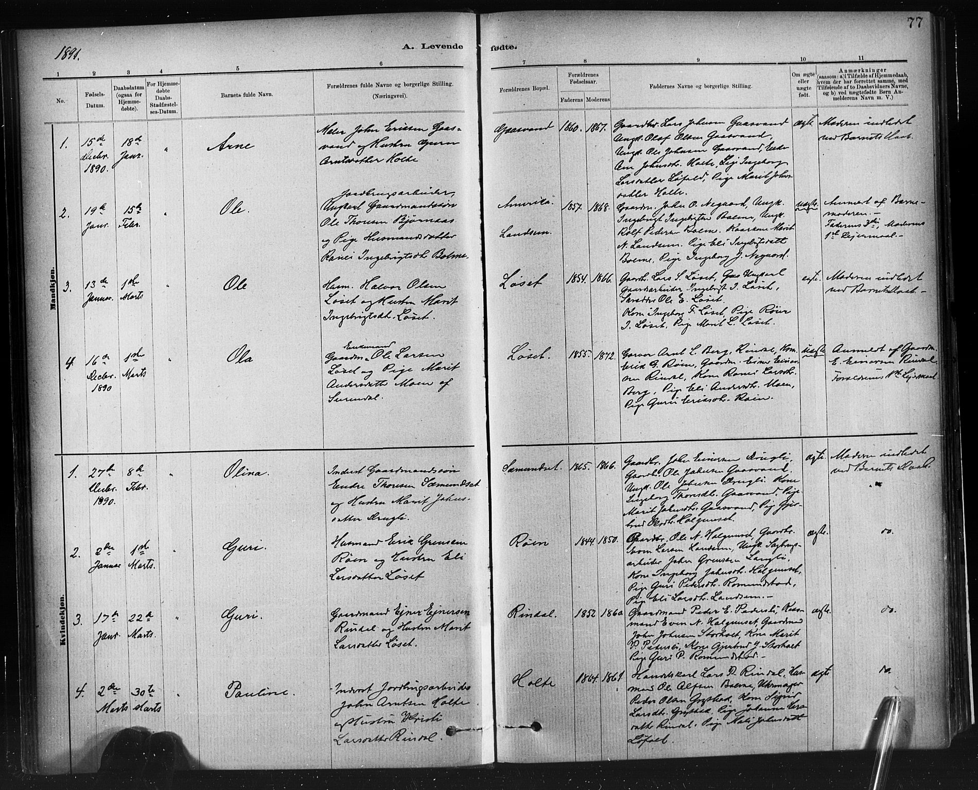 Ministerialprotokoller, klokkerbøker og fødselsregistre - Møre og Romsdal, AV/SAT-A-1454/598/L1069: Parish register (official) no. 598A03, 1882-1895, p. 77