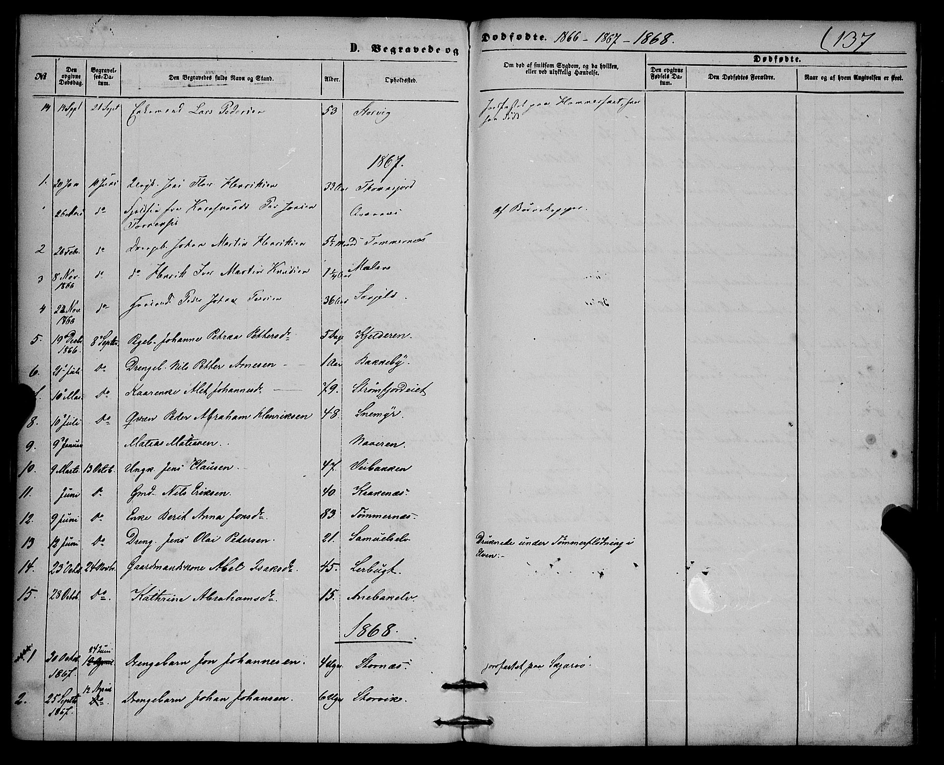 Skjervøy sokneprestkontor, SATØ/S-1300/H/Ha/Haa/L0013kirke: Parish register (official) no. 13, 1863-1877, p. 137