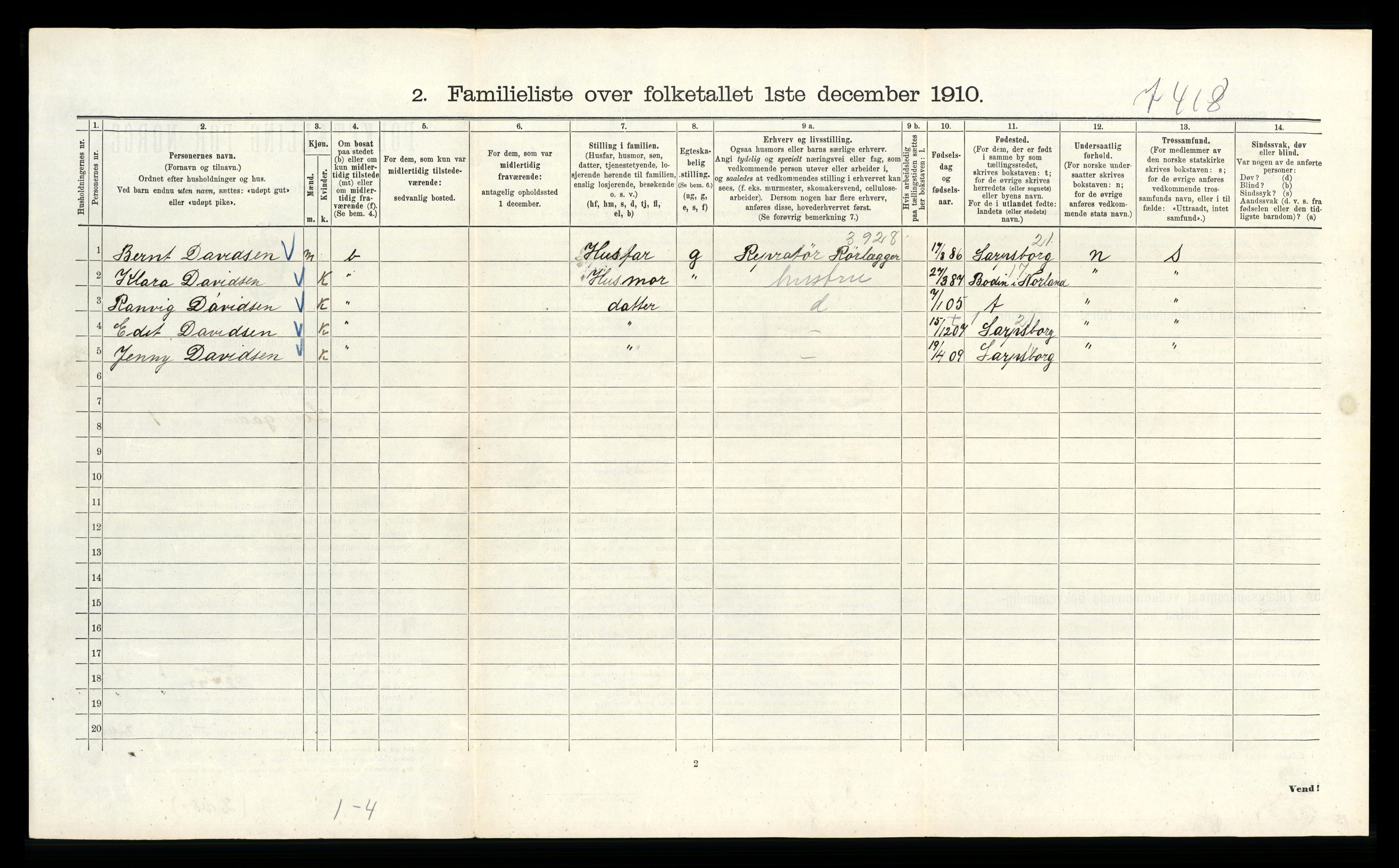 RA, 1910 census for Kristiania, 1910, p. 56910