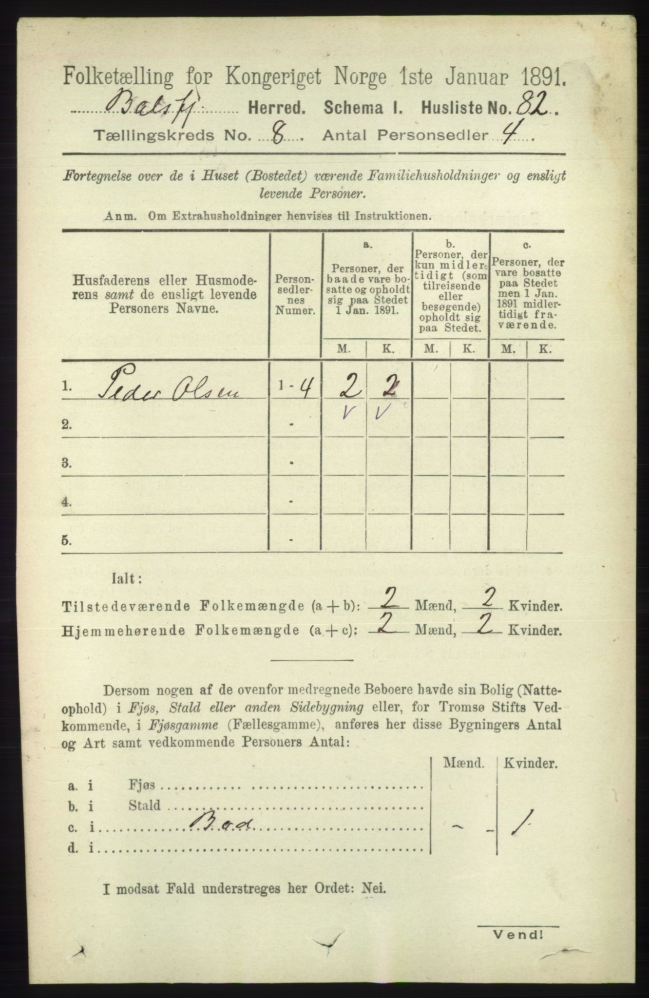 RA, 1891 census for 1933 Balsfjord, 1891, p. 2448