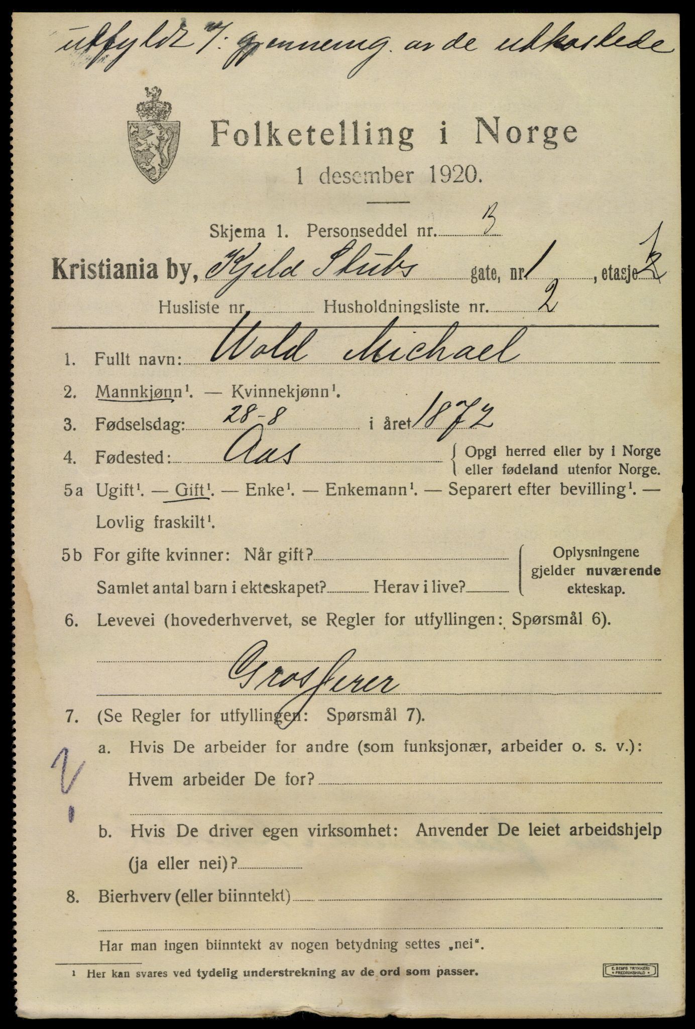 SAO, 1920 census for Kristiania, 1920, p. 340337