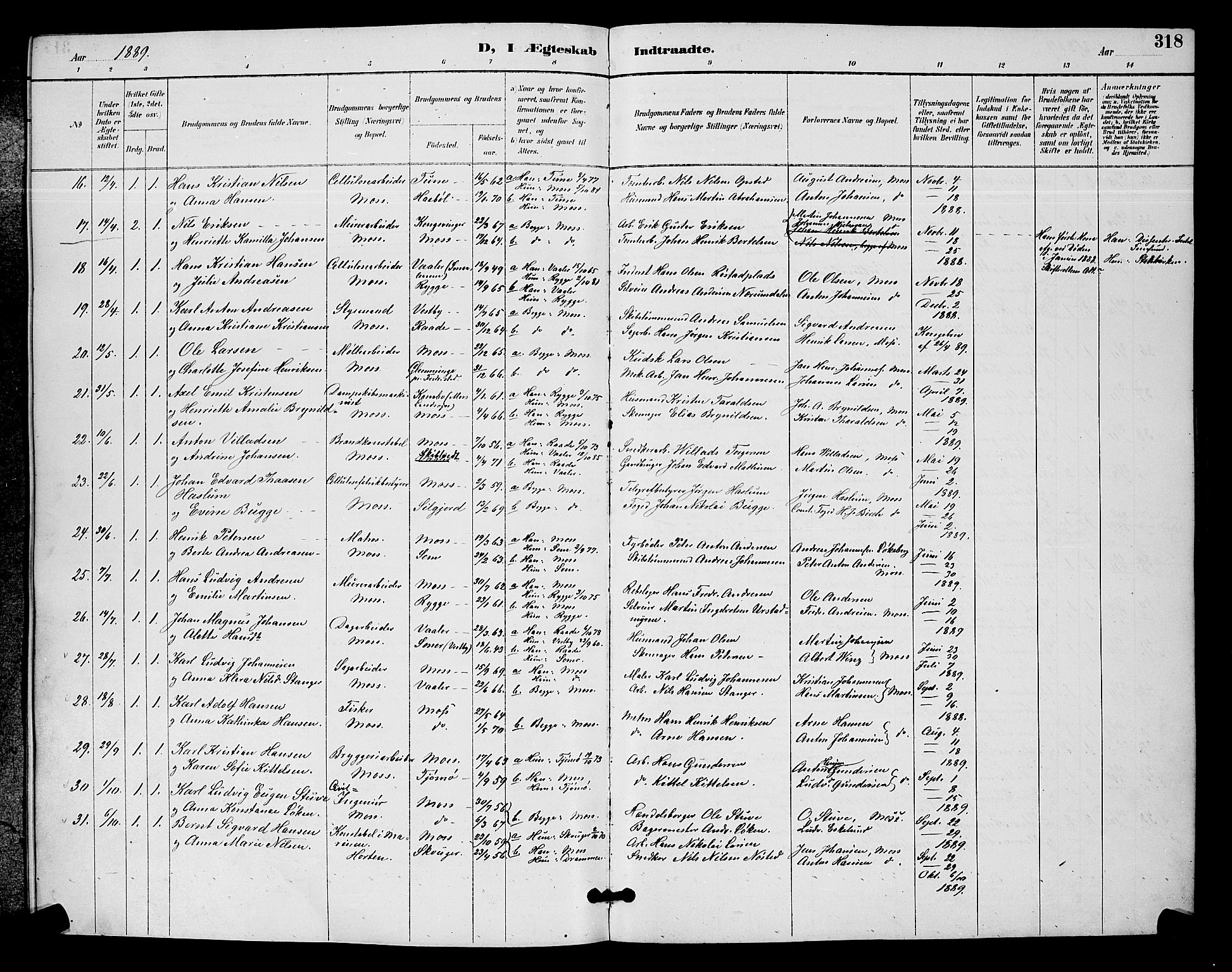 Moss prestekontor Kirkebøker, AV/SAO-A-2003/G/Ga/L0006: Parish register (copy) no. I 6, 1889-1900, p. 318