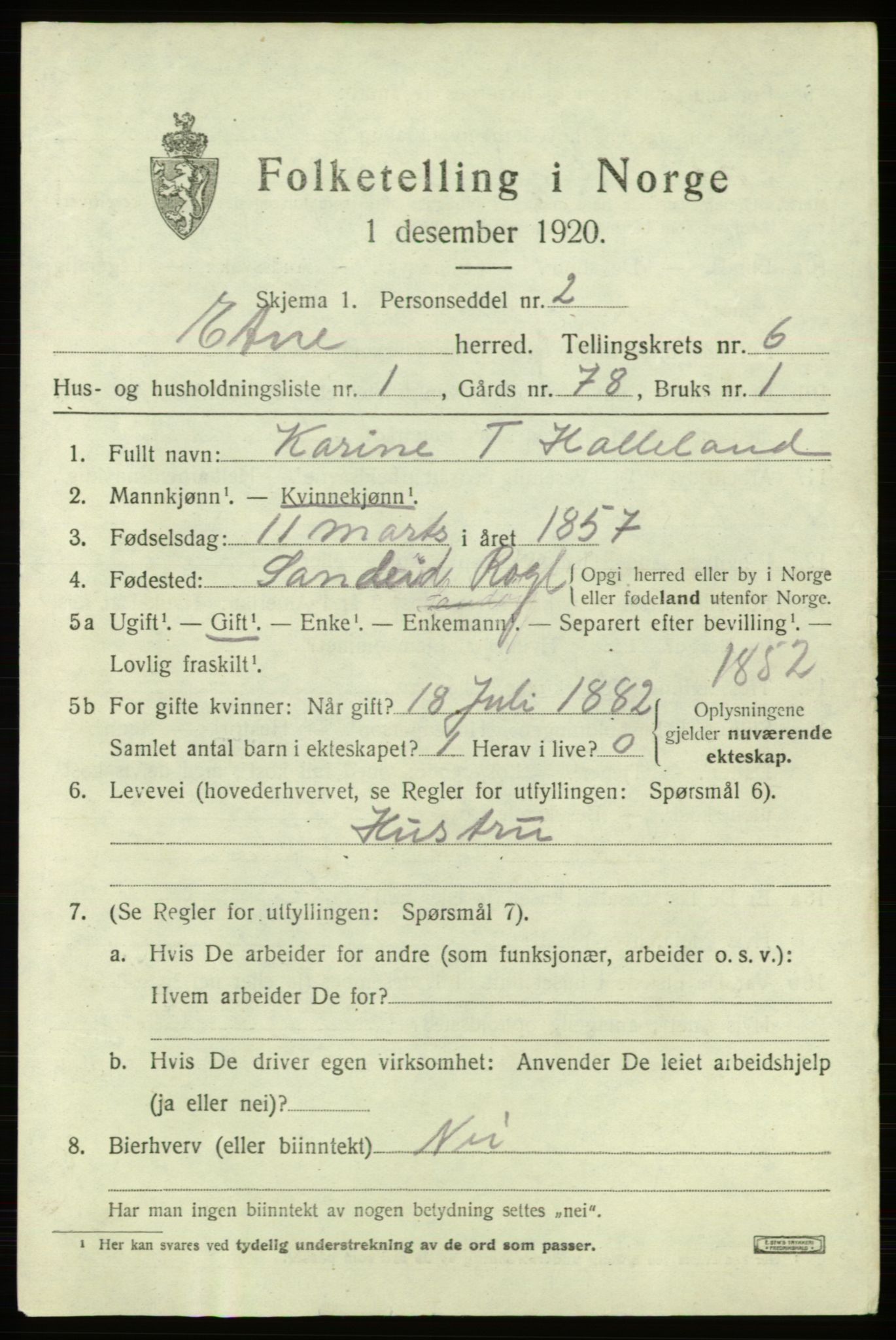 SAB, 1920 census for Etne, 1920, p. 2723