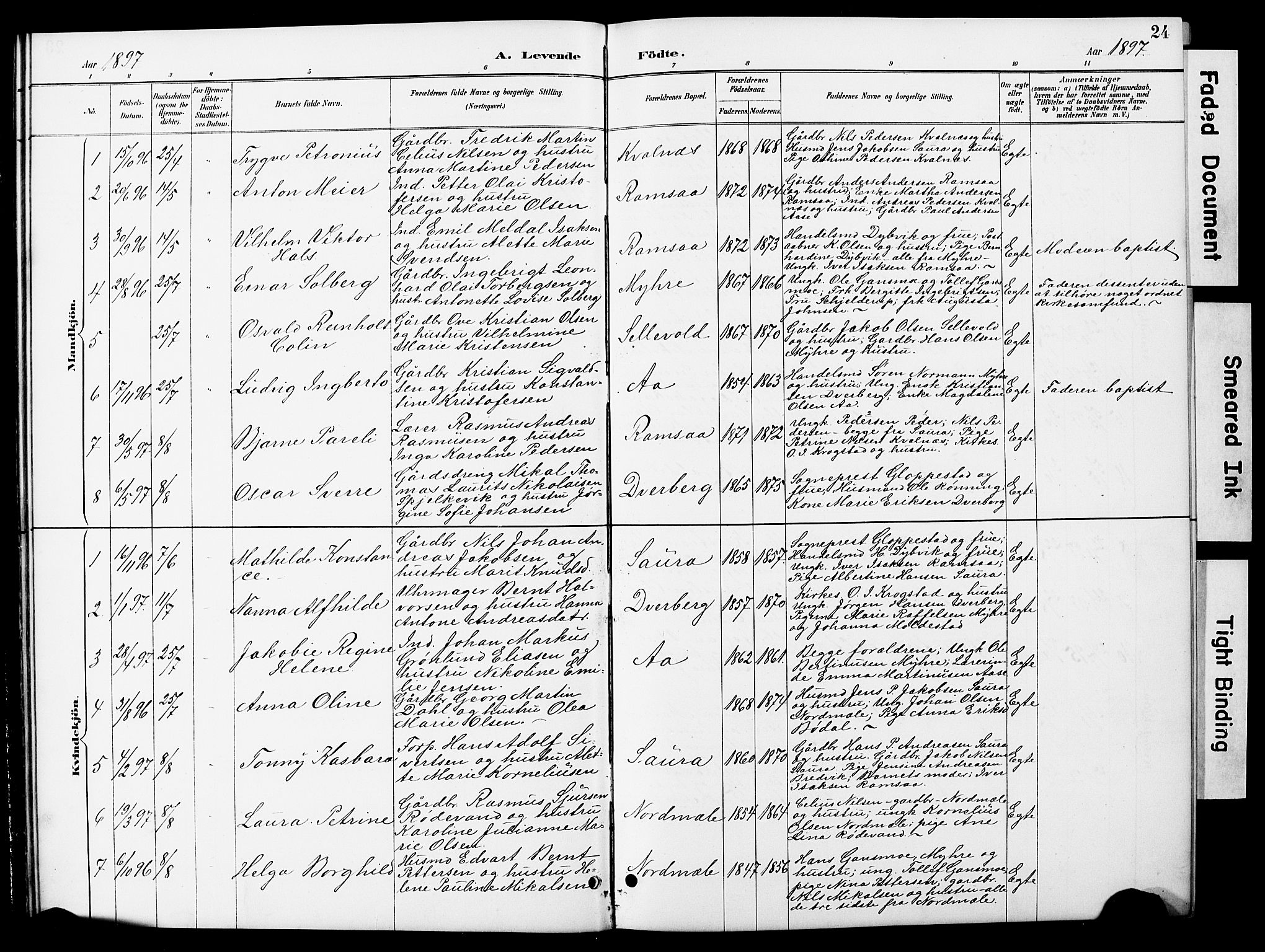Ministerialprotokoller, klokkerbøker og fødselsregistre - Nordland, AV/SAT-A-1459/897/L1413: Parish register (copy) no. 897C03, 1887-1903, p. 24
