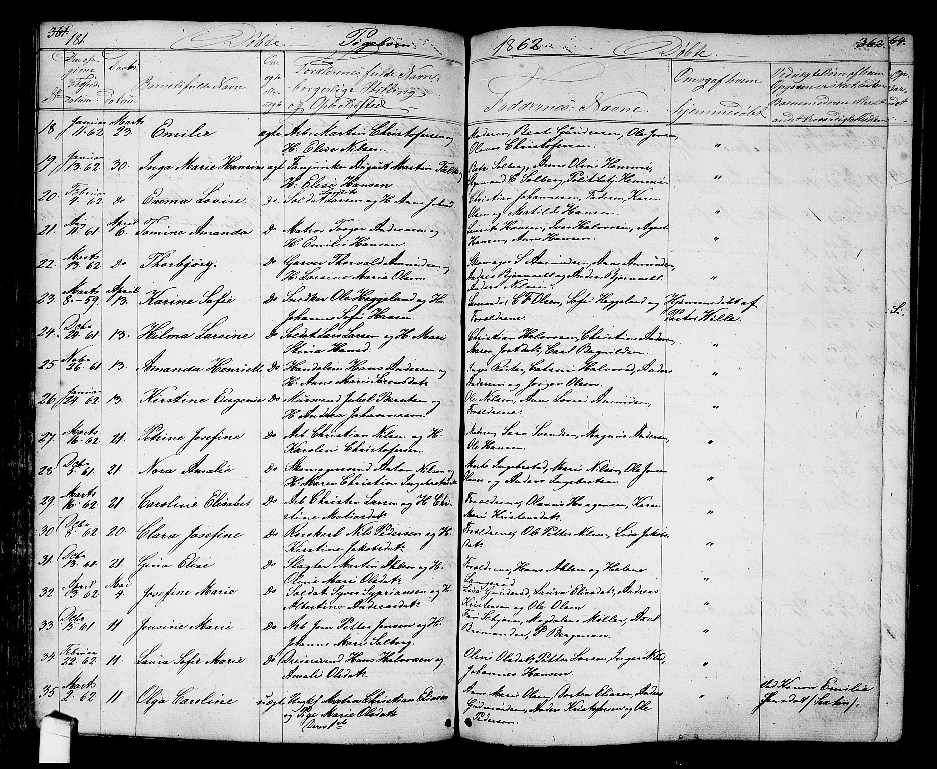Halden prestekontor Kirkebøker, SAO/A-10909/G/Ga/L0005a: Parish register (copy) no. 5A, 1855-1864, p. 181