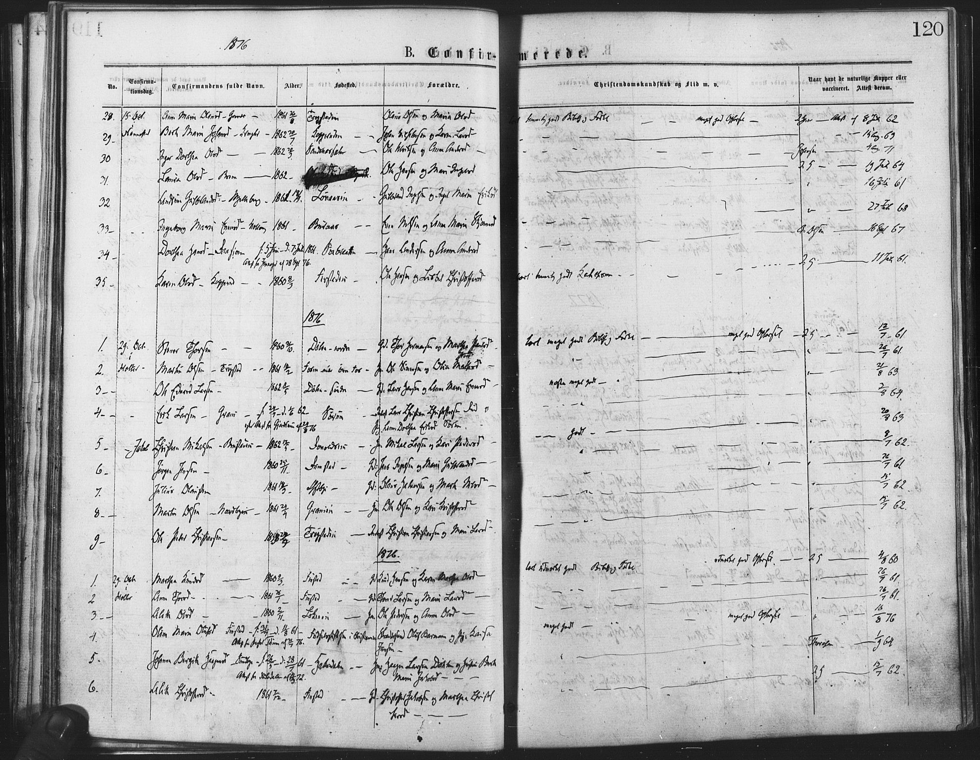 Nannestad prestekontor Kirkebøker, AV/SAO-A-10414a/F/Fa/L0013: Parish register (official) no. I 13, 1873-1880, p. 120