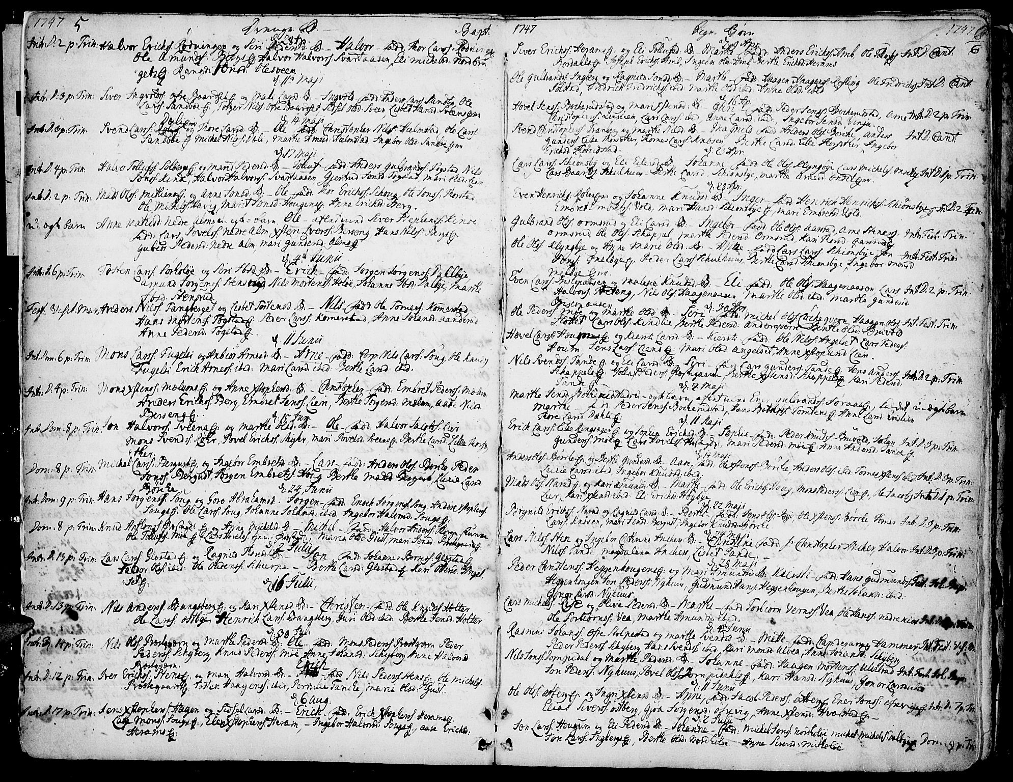 Ringsaker prestekontor, SAH/PREST-014/K/Ka/L0002: Parish register (official) no. 2, 1747-1774, p. 5-6