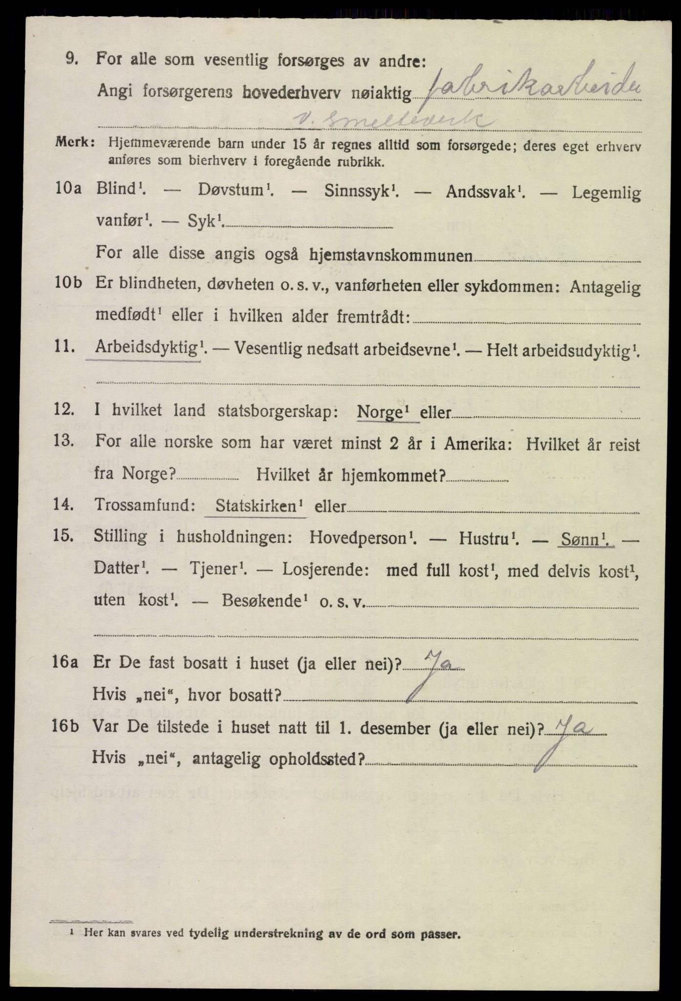 SAK, 1920 census for Stokken, 1920, p. 1031