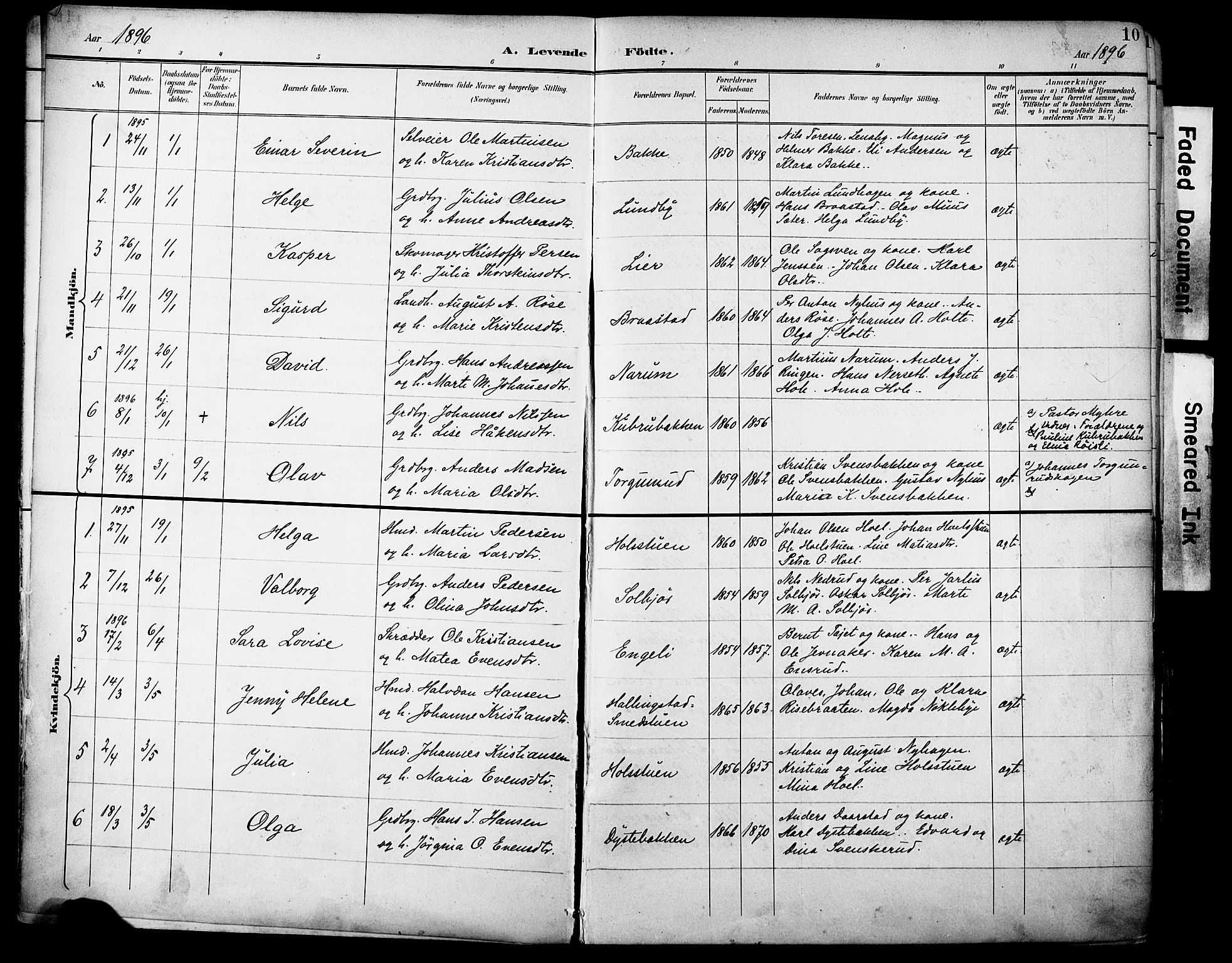 Vestre Toten prestekontor, SAH/PREST-108/H/Ha/Haa/L0013: Parish register (official) no. 13, 1895-1911, p. 10