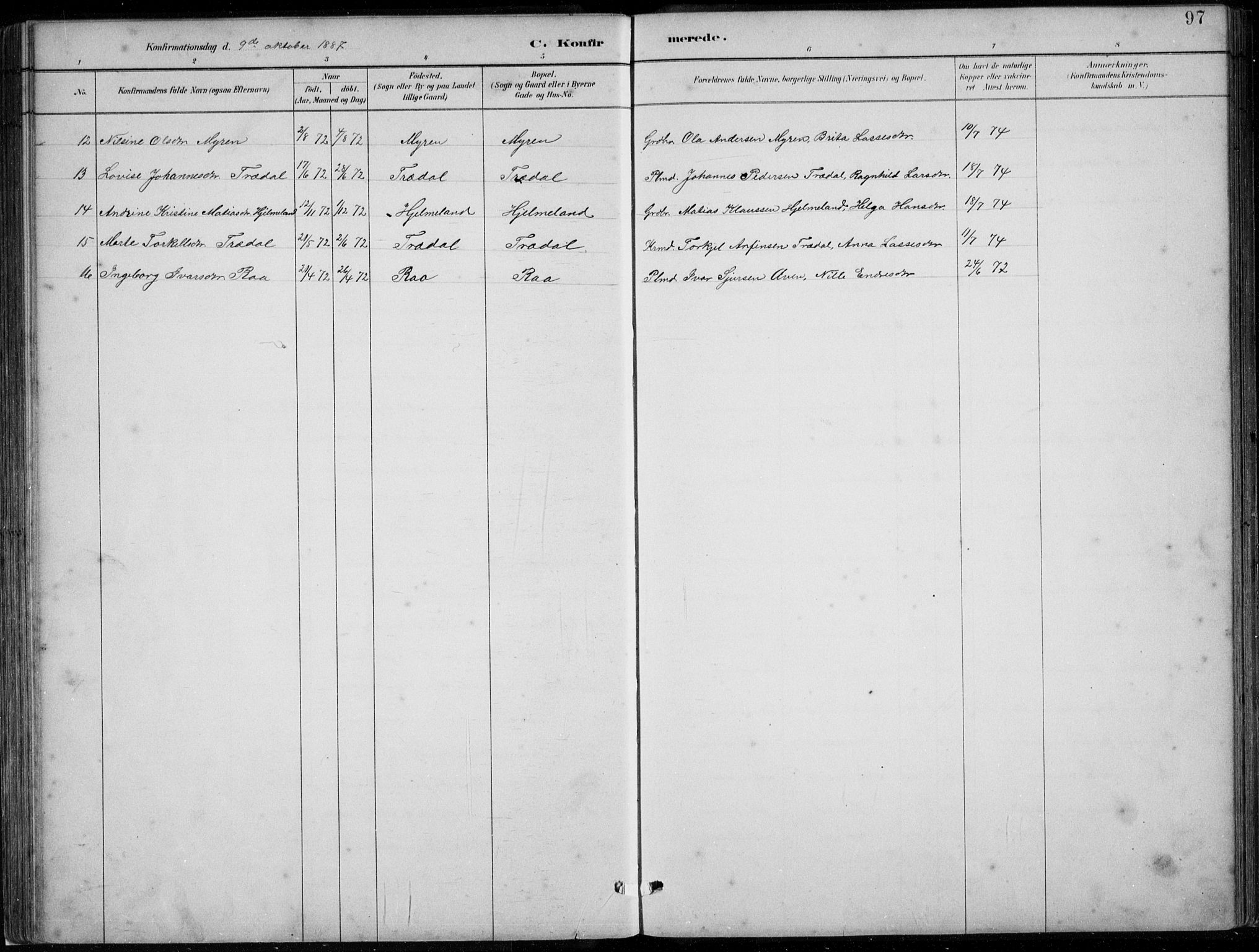 Lavik sokneprestembete, AV/SAB-A-80901: Parish register (copy) no. A 2, 1882-1910, p. 97