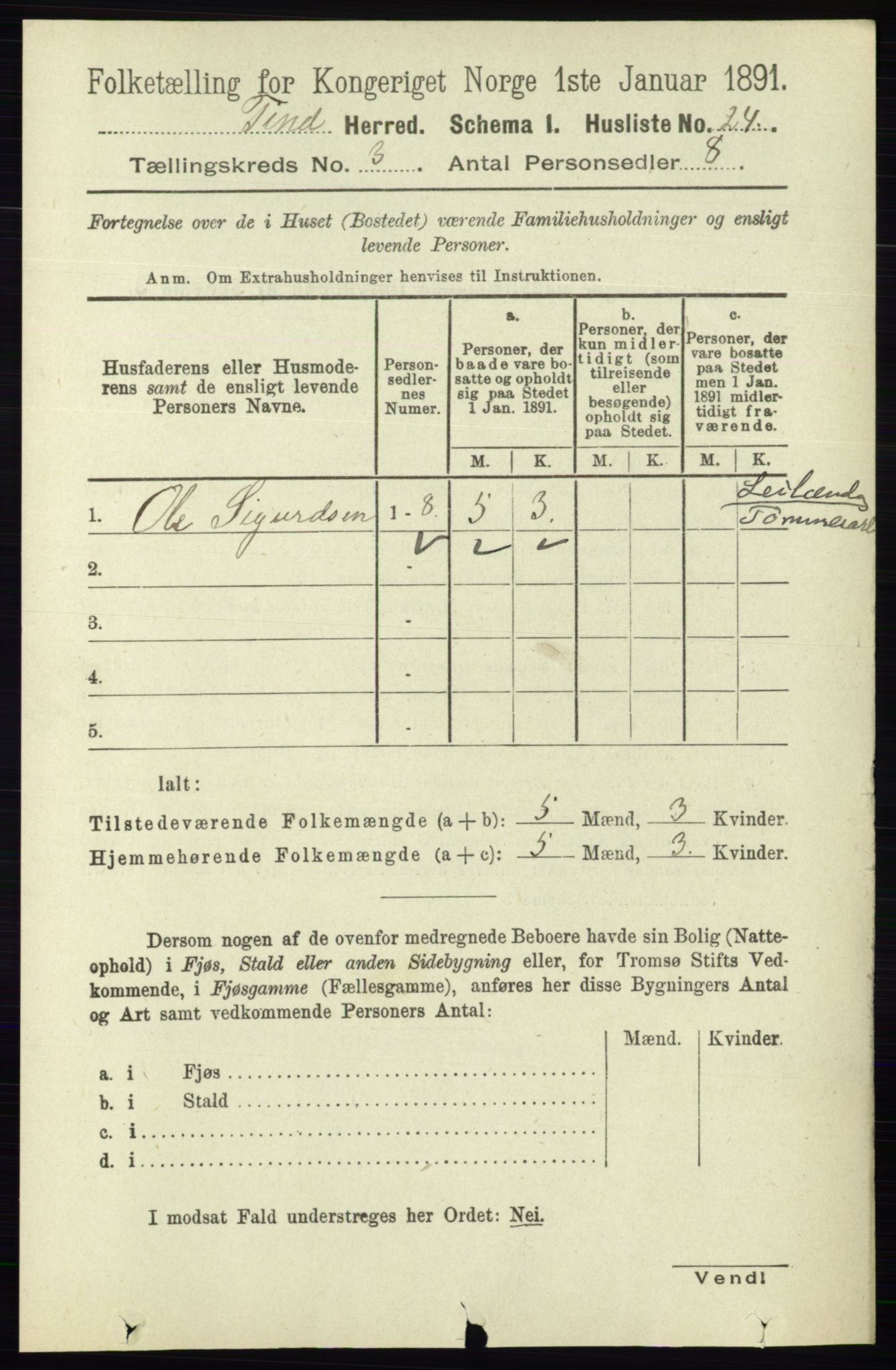 RA, 1891 census for 0826 Tinn, 1891, p. 493