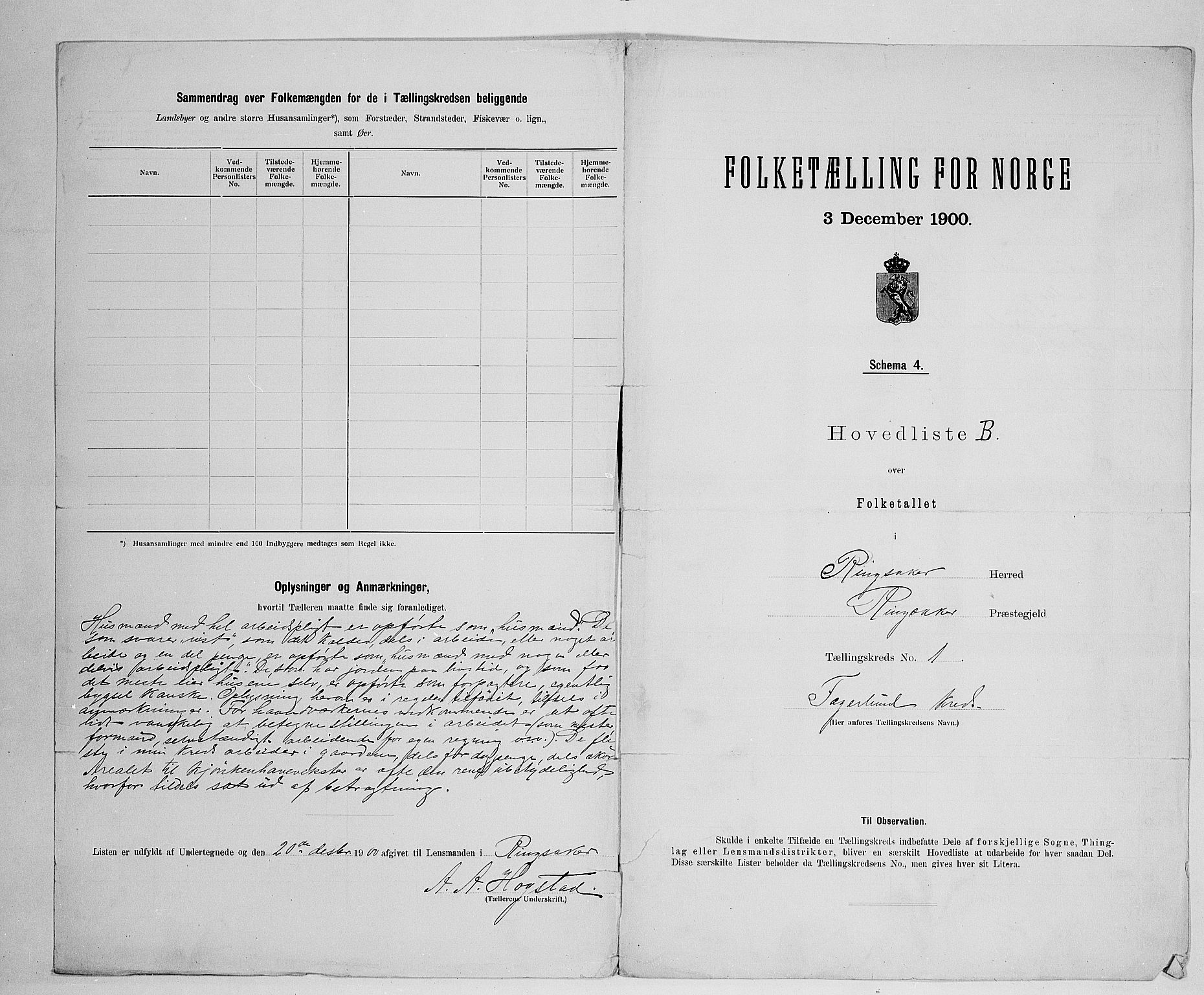 SAH, 1900 census for Ringsaker, 1900, p. 29