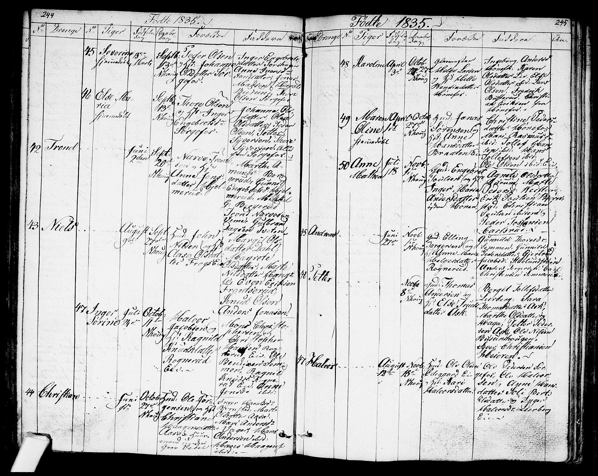 Norderhov kirkebøker, AV/SAKO-A-237/G/Ga/L0004: Parish register (copy) no. I 4, 1824-1849, p. 244-245