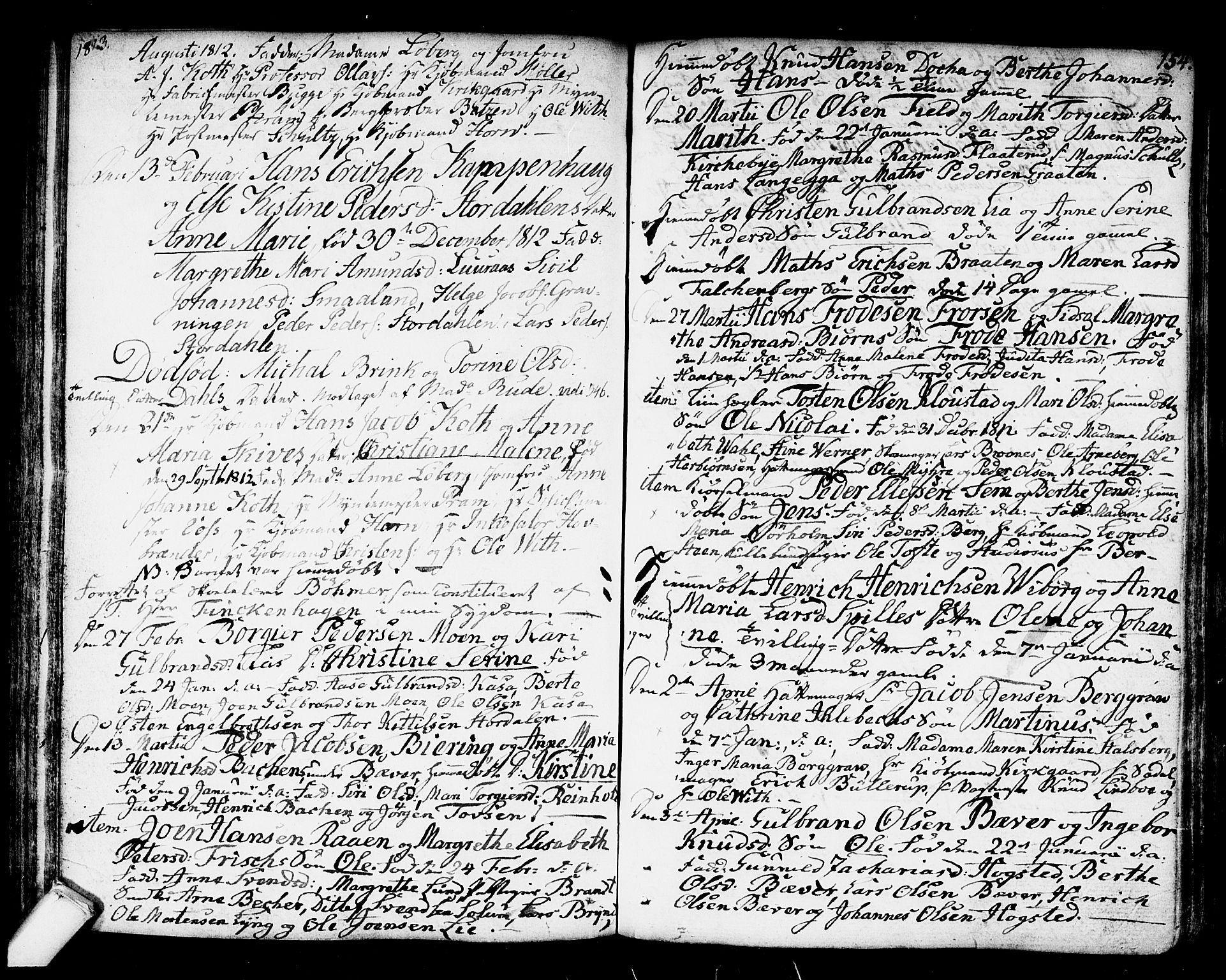 Kongsberg kirkebøker, SAKO/A-22/F/Fa/L0007: Parish register (official) no. I 7, 1795-1816, p. 154