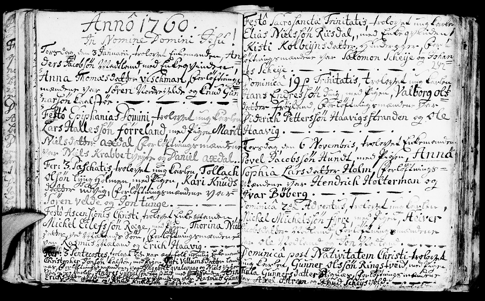 Avaldsnes sokneprestkontor, SAST/A -101851/H/Ha/Haa/L0001: Parish register (official) no. A 1, 1711-1764, p. 242