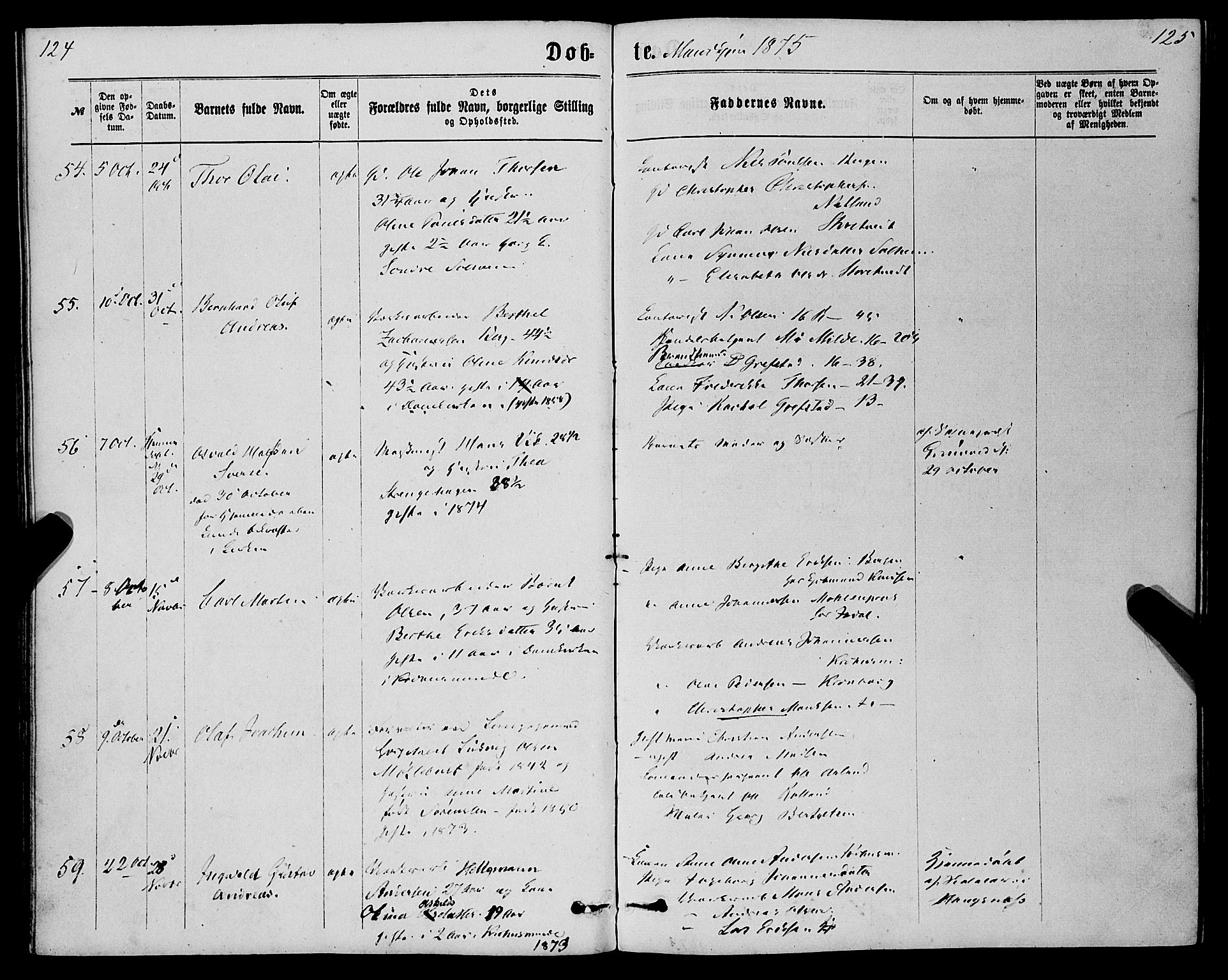 St. Jørgens hospital og Årstad sokneprestembete, AV/SAB-A-99934: Parish register (official) no. A 6, 1870-1878, p. 124-125