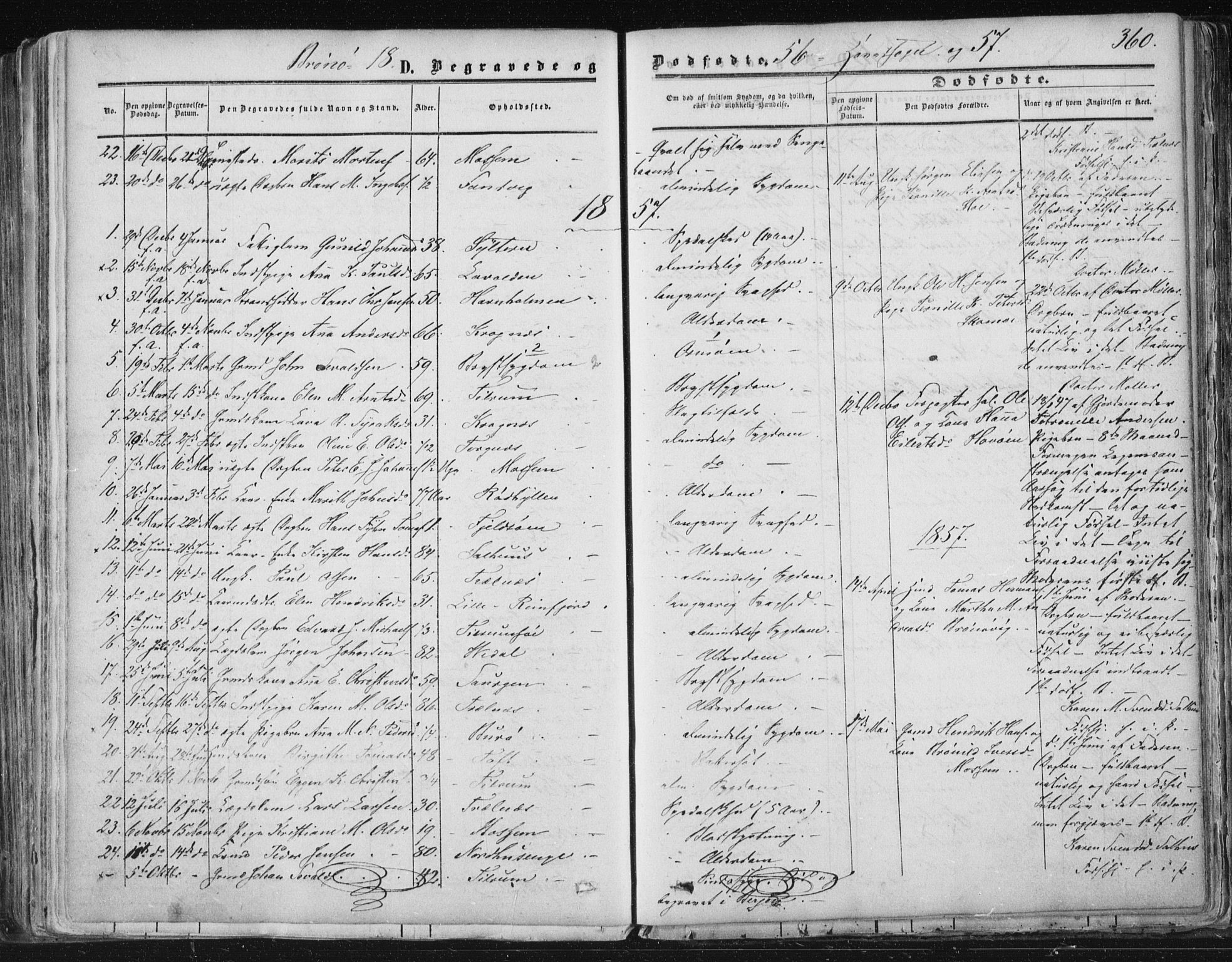 Ministerialprotokoller, klokkerbøker og fødselsregistre - Nordland, AV/SAT-A-1459/813/L0198: Parish register (official) no. 813A08, 1834-1874, p. 360