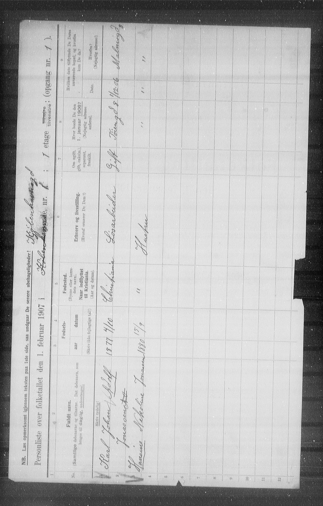 OBA, Municipal Census 1907 for Kristiania, 1907, p. 28088