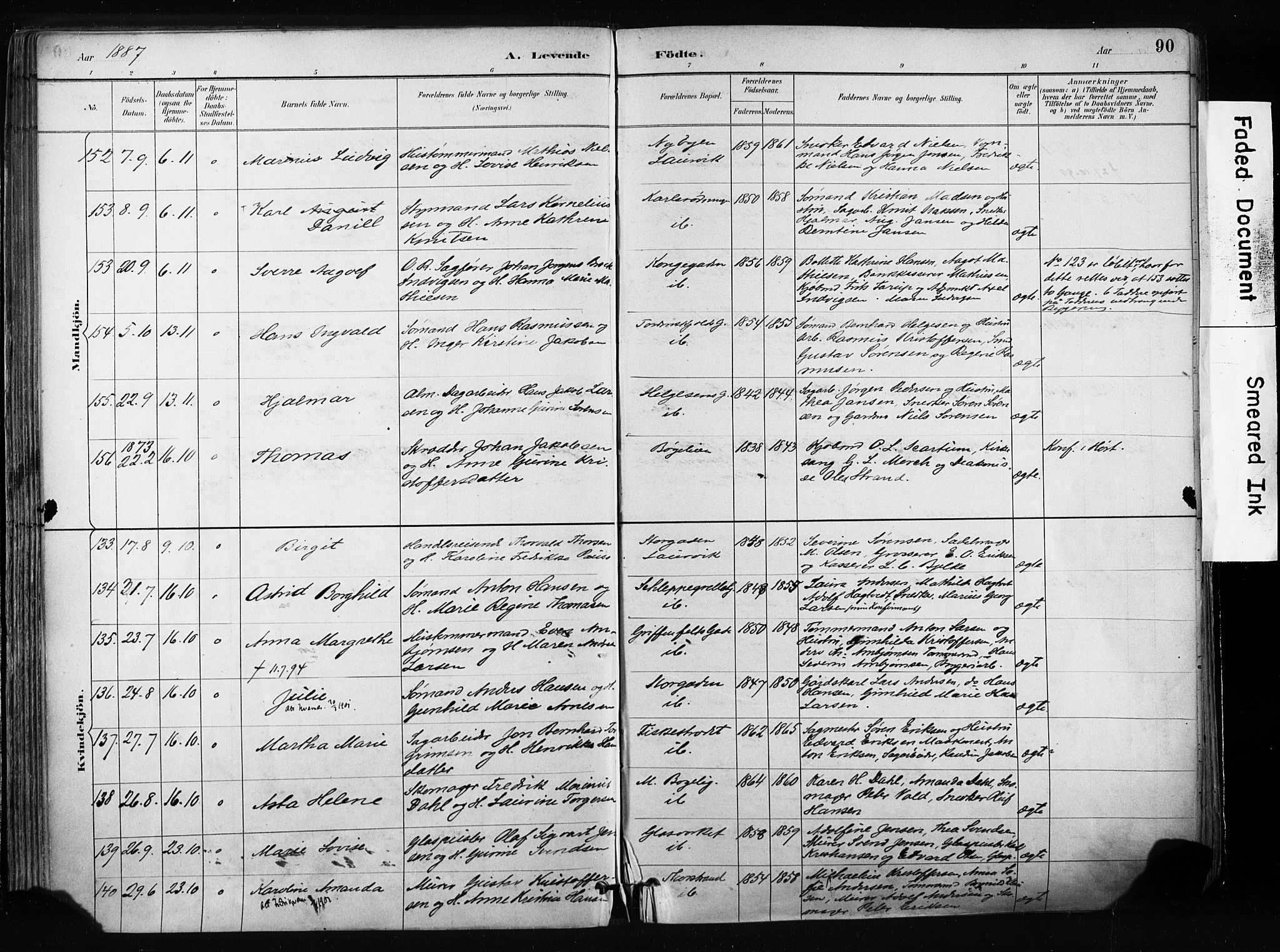 Larvik kirkebøker, AV/SAKO-A-352/F/Fa/L0009: Parish register (official) no. I 9, 1884-1904, p. 90