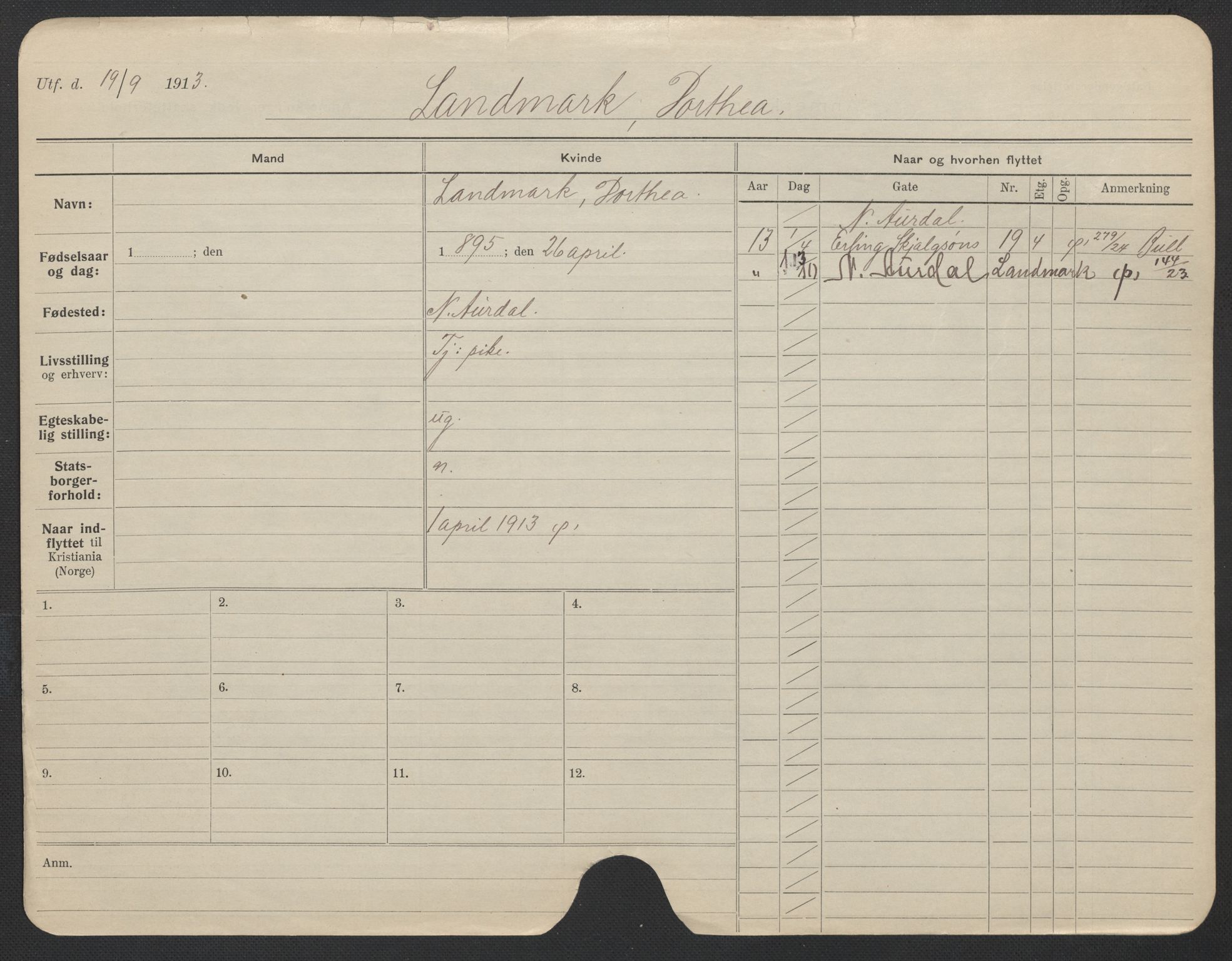 Oslo folkeregister, Registerkort, AV/SAO-A-11715/F/Fa/Fac/L0019: Kvinner, 1906-1914, p. 721a