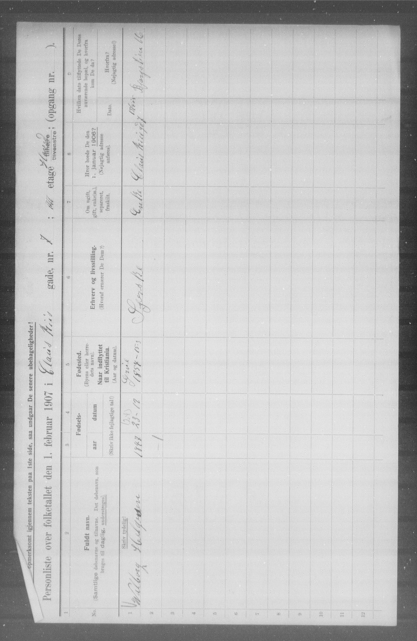 OBA, Municipal Census 1907 for Kristiania, 1907, p. 6639