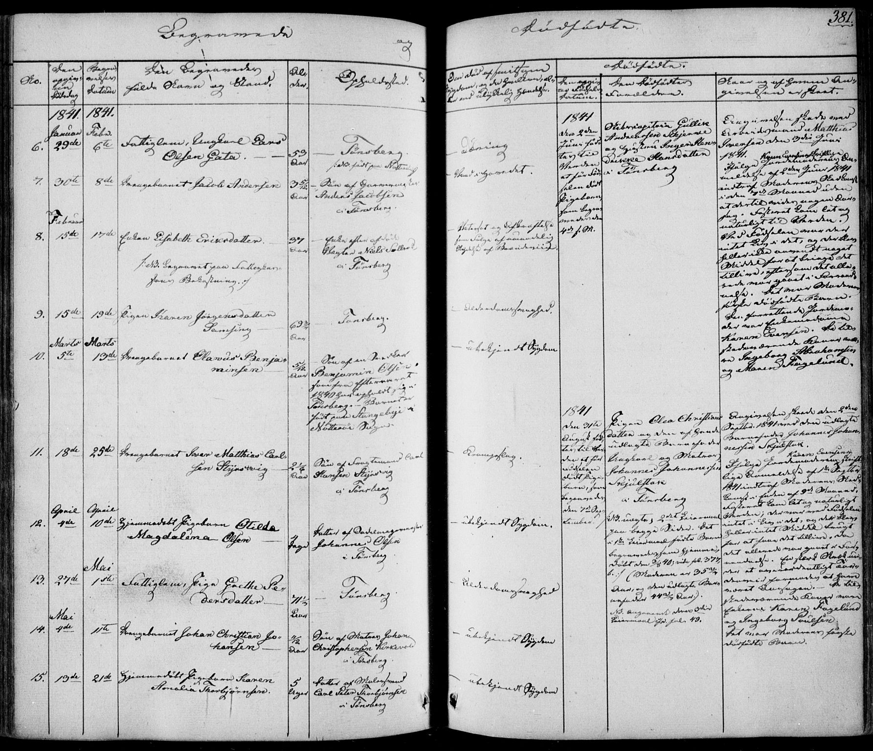 Tønsberg kirkebøker, AV/SAKO-A-330/F/Fa/L0006: Parish register (official) no. I 6, 1836-1844, p. 381