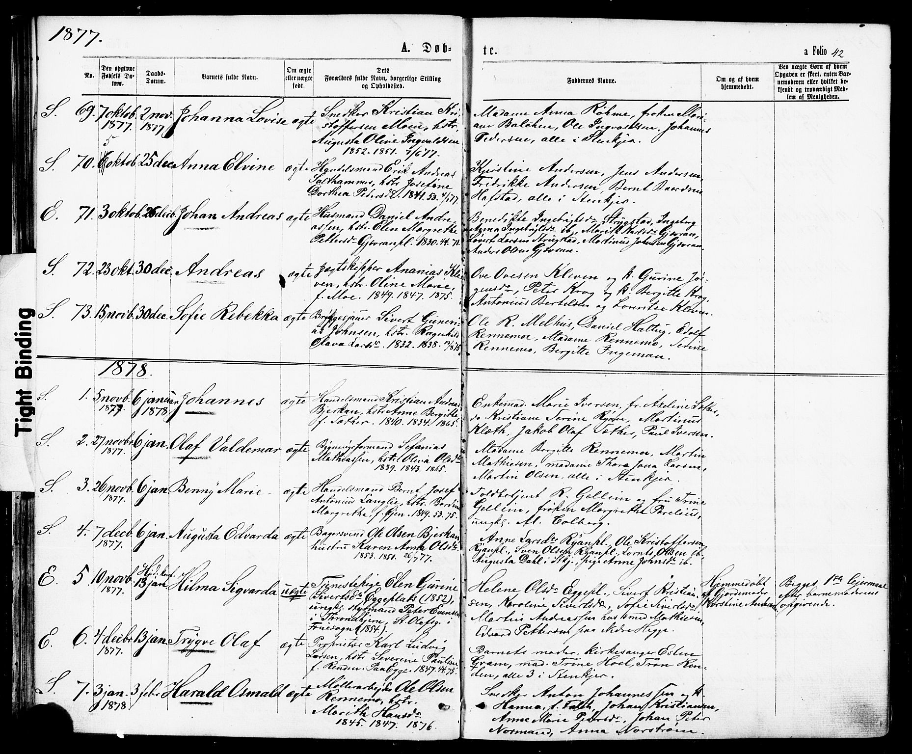 Ministerialprotokoller, klokkerbøker og fødselsregistre - Nord-Trøndelag, SAT/A-1458/739/L0370: Parish register (official) no. 739A02, 1868-1881, p. 42