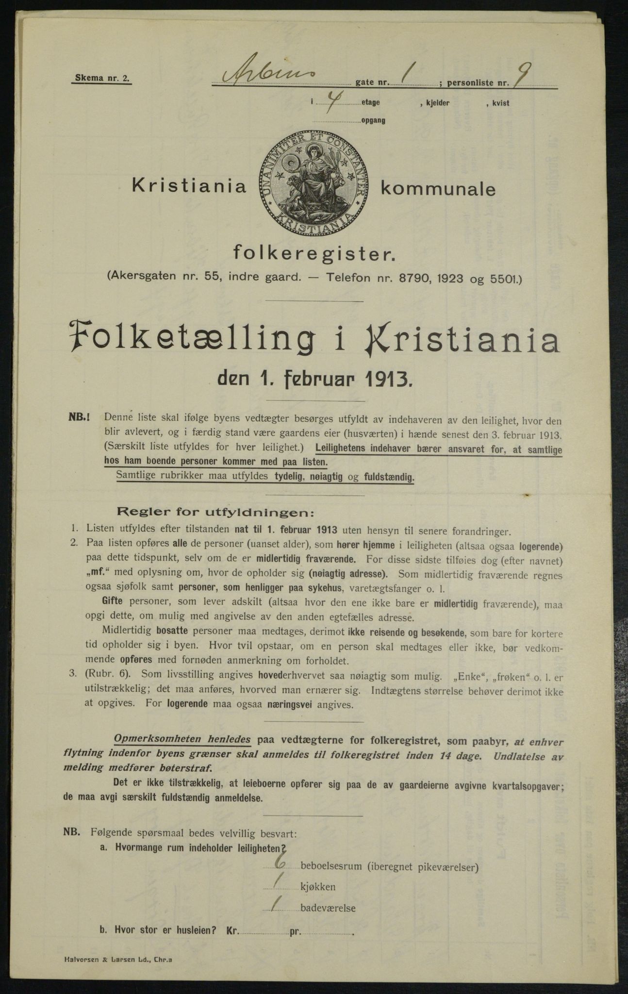OBA, Municipal Census 1913 for Kristiania, 1913, p. 1432