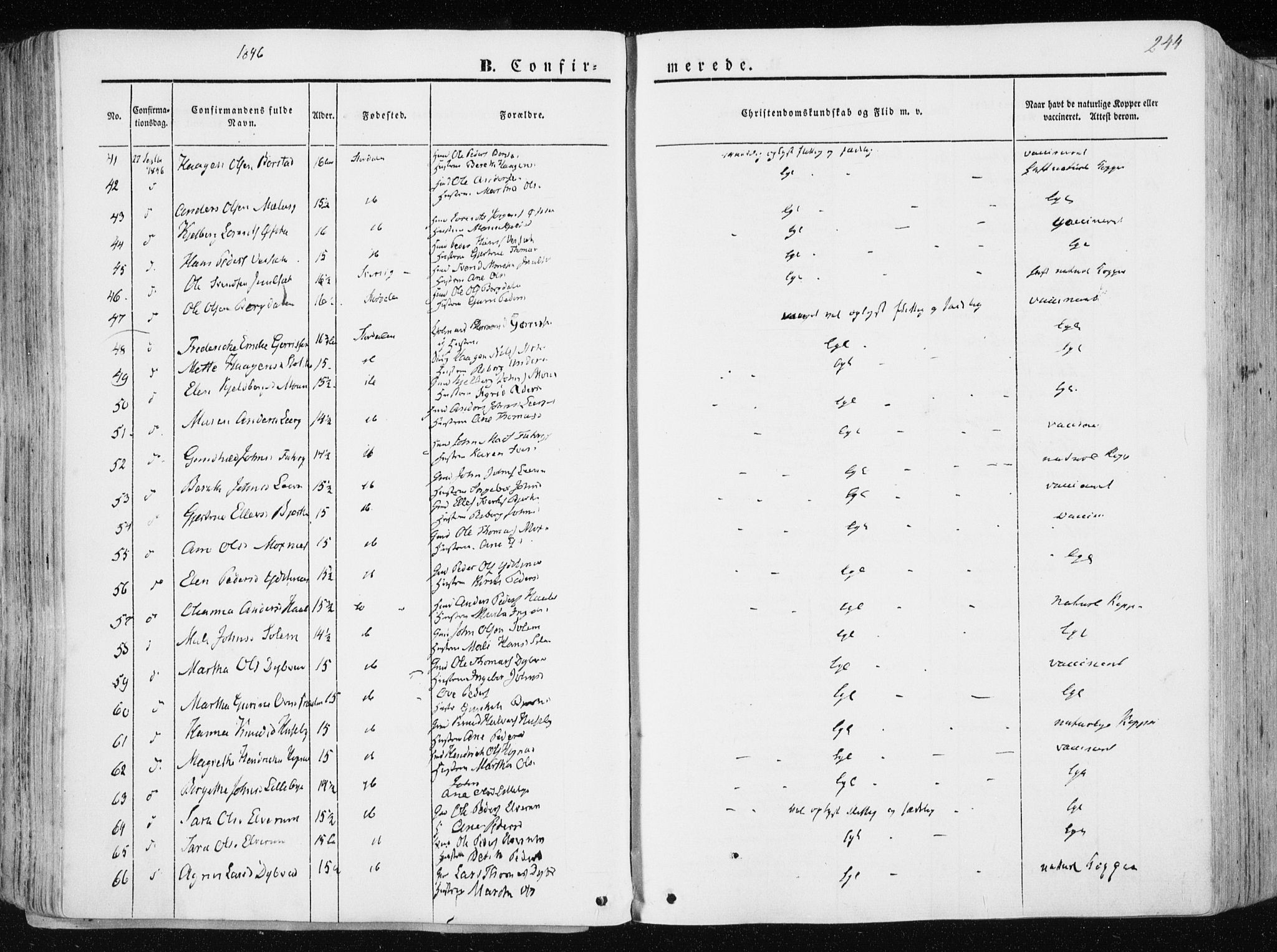 Ministerialprotokoller, klokkerbøker og fødselsregistre - Nord-Trøndelag, AV/SAT-A-1458/709/L0074: Parish register (official) no. 709A14, 1845-1858, p. 244