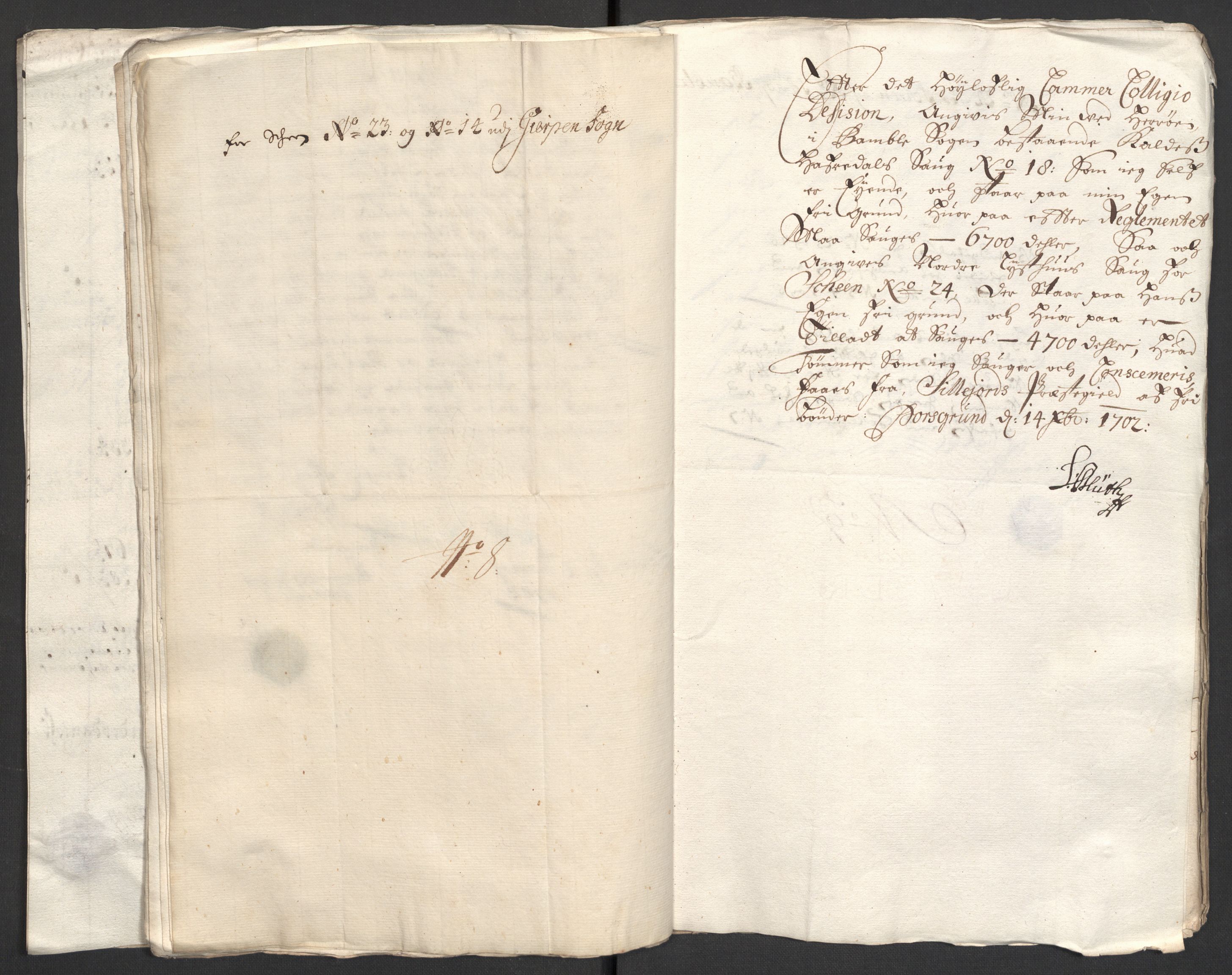 Rentekammeret inntil 1814, Reviderte regnskaper, Fogderegnskap, AV/RA-EA-4092/R36/L2107: Fogderegnskap Øvre og Nedre Telemark og Bamble, 1702, p. 18