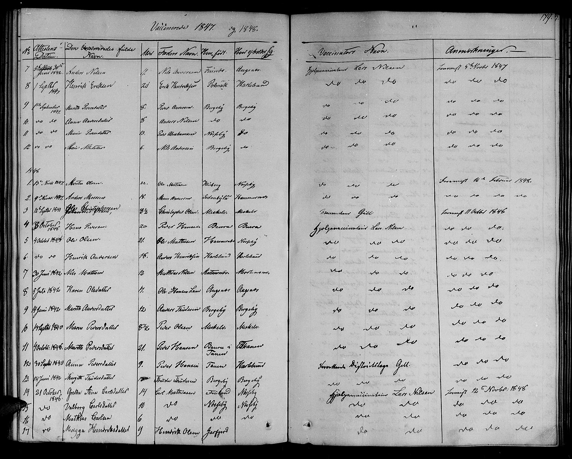 Nesseby sokneprestkontor, SATØ/S-1330/H/Ha/L0001kirke: Parish register (official) no. 1, 1838-1855, p. 179