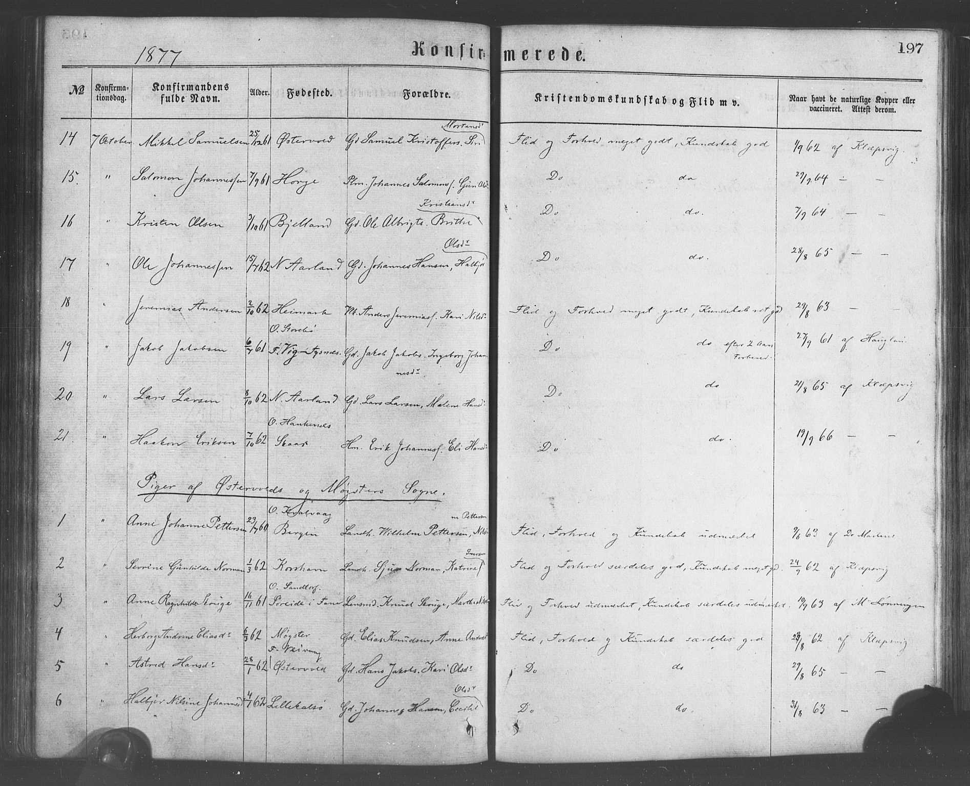 Sund sokneprestembete, AV/SAB-A-99930: Parish register (official) no. A 15, 1867-1881, p. 197