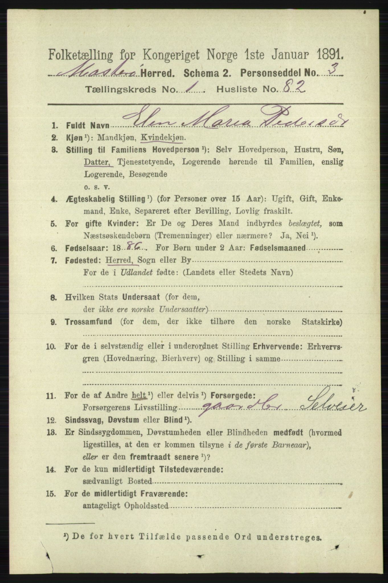 RA, 1891 census for 1143 Mosterøy, 1891, p. 555