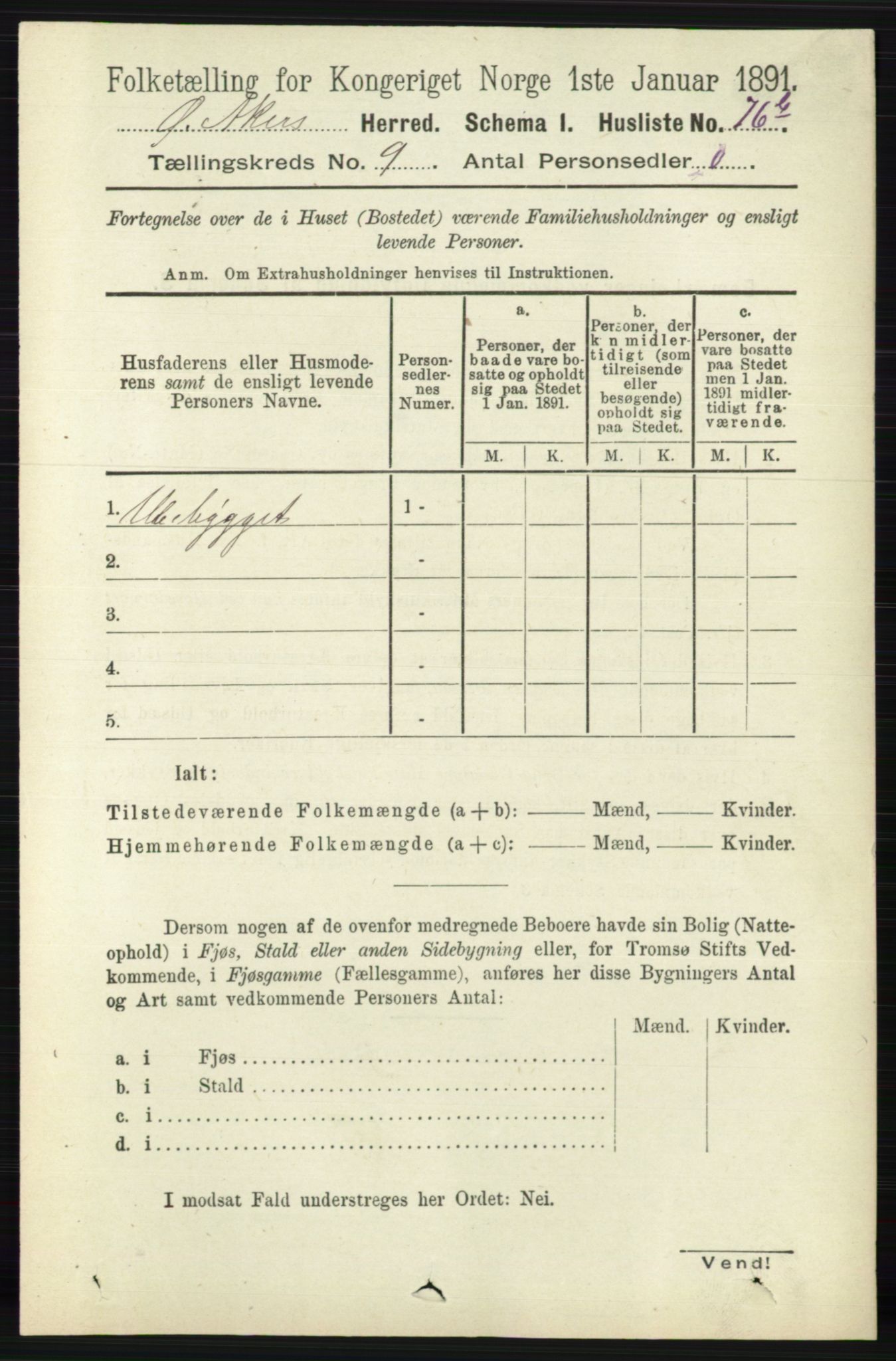 RA, 1891 census for 0218 Aker, 1891, p. 8363