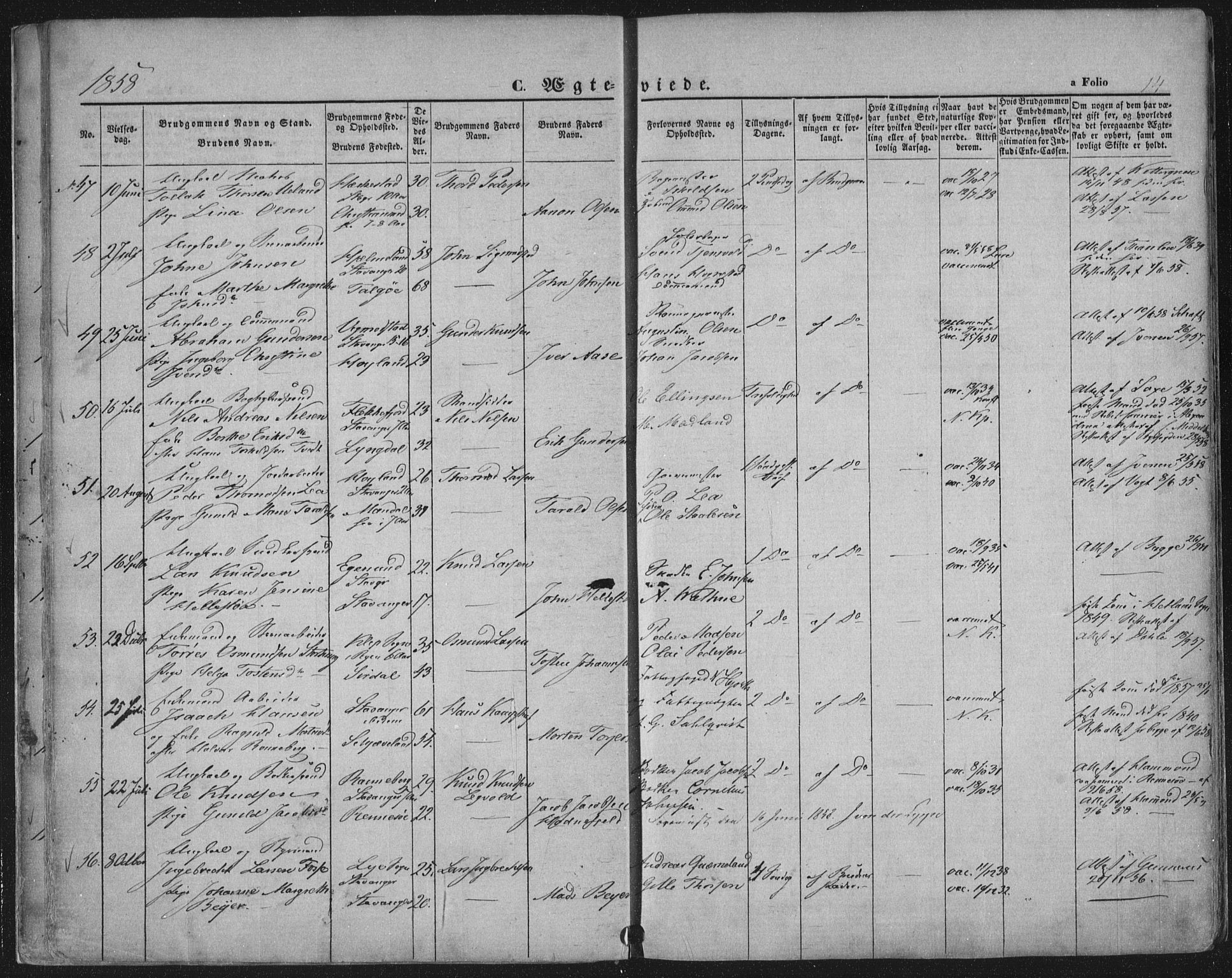 Domkirken sokneprestkontor, AV/SAST-A-101812/001/30/30BA/L0019: Parish register (official) no. A 18, 1857-1877, p. 14