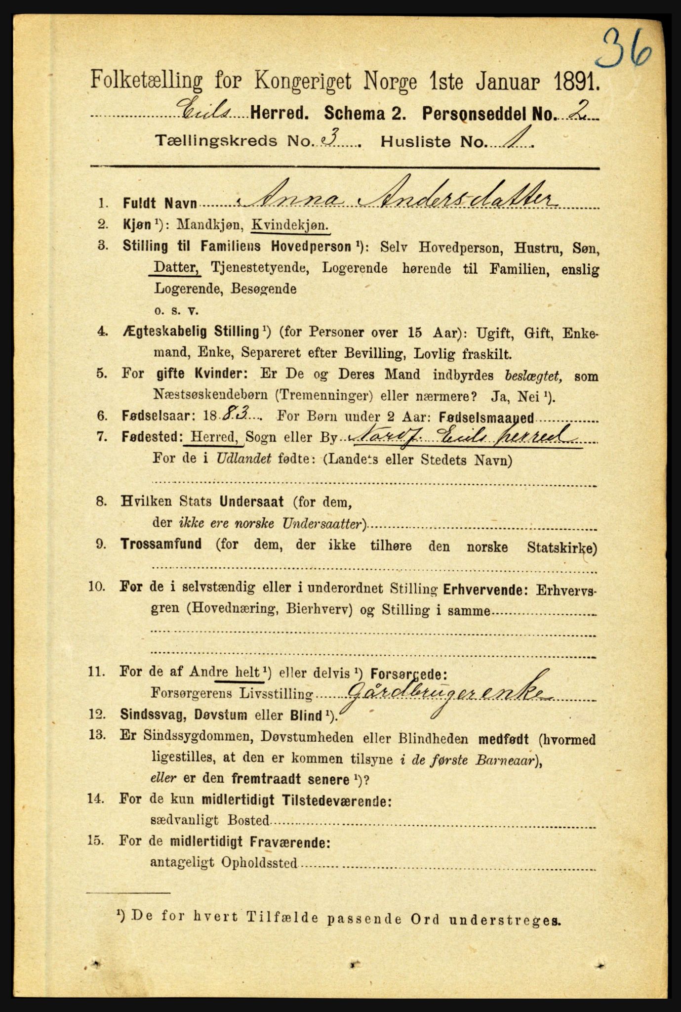 RA, 1891 census for 1443 Eid, 1891, p. 537