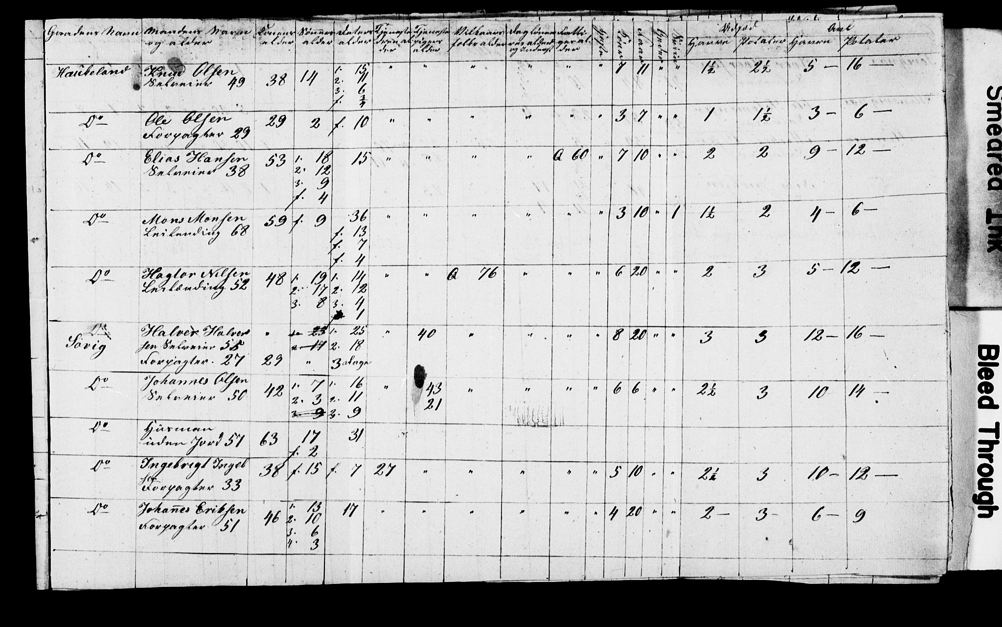 , Census 1845 for Fana, 1845, p. 12