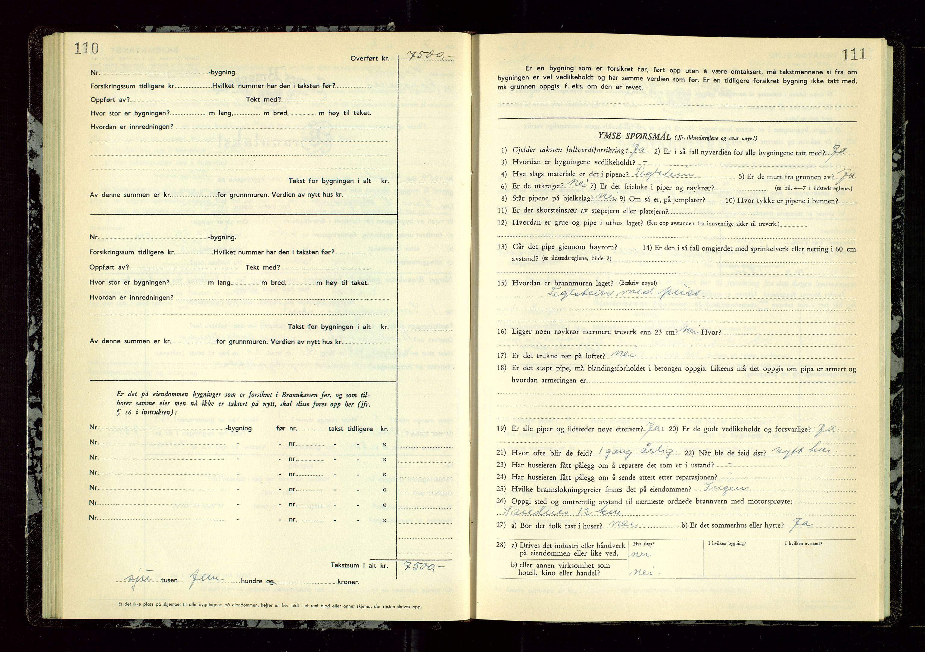 Høyland/Sandnes lensmannskontor, AV/SAST-A-100166/Gob/L0009: "Branntakstprotokoll", 1952-1955, p. 110-111