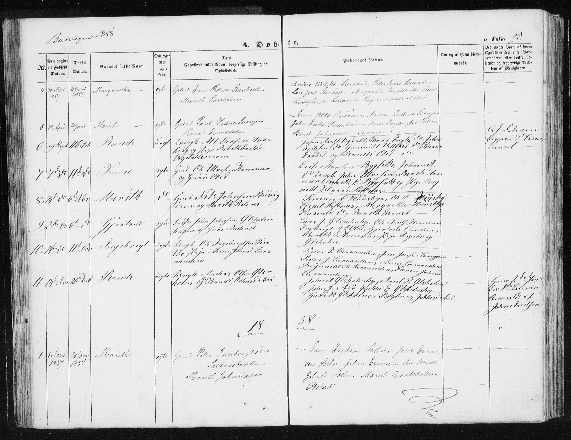 Ministerialprotokoller, klokkerbøker og fødselsregistre - Sør-Trøndelag, AV/SAT-A-1456/612/L0376: Parish register (official) no. 612A08, 1846-1859, p. 95