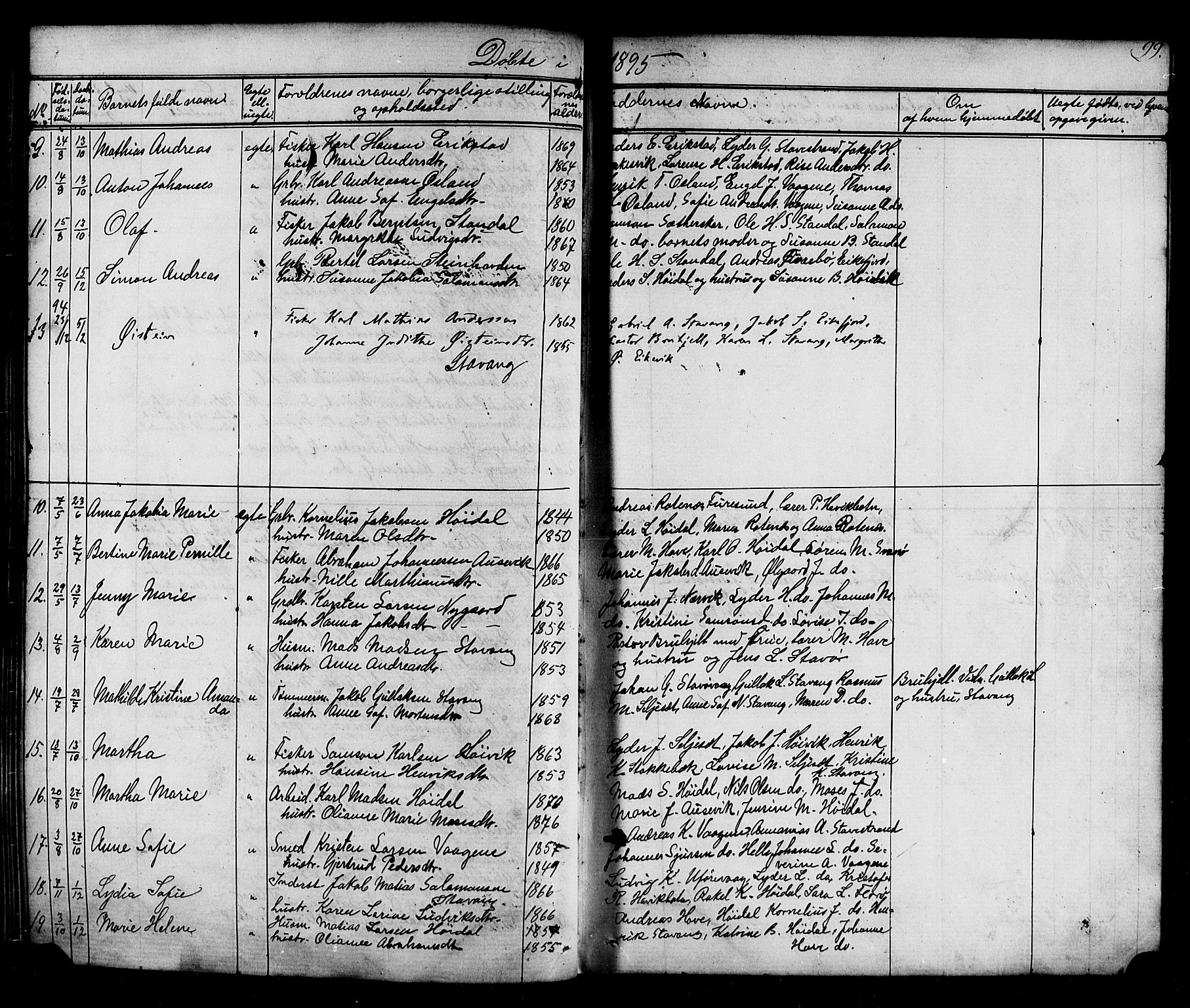 Kinn sokneprestembete, AV/SAB-A-80801/H/Hab/Habc/L0002: Parish register (copy) no. C 2, 1869-1918, p. 99