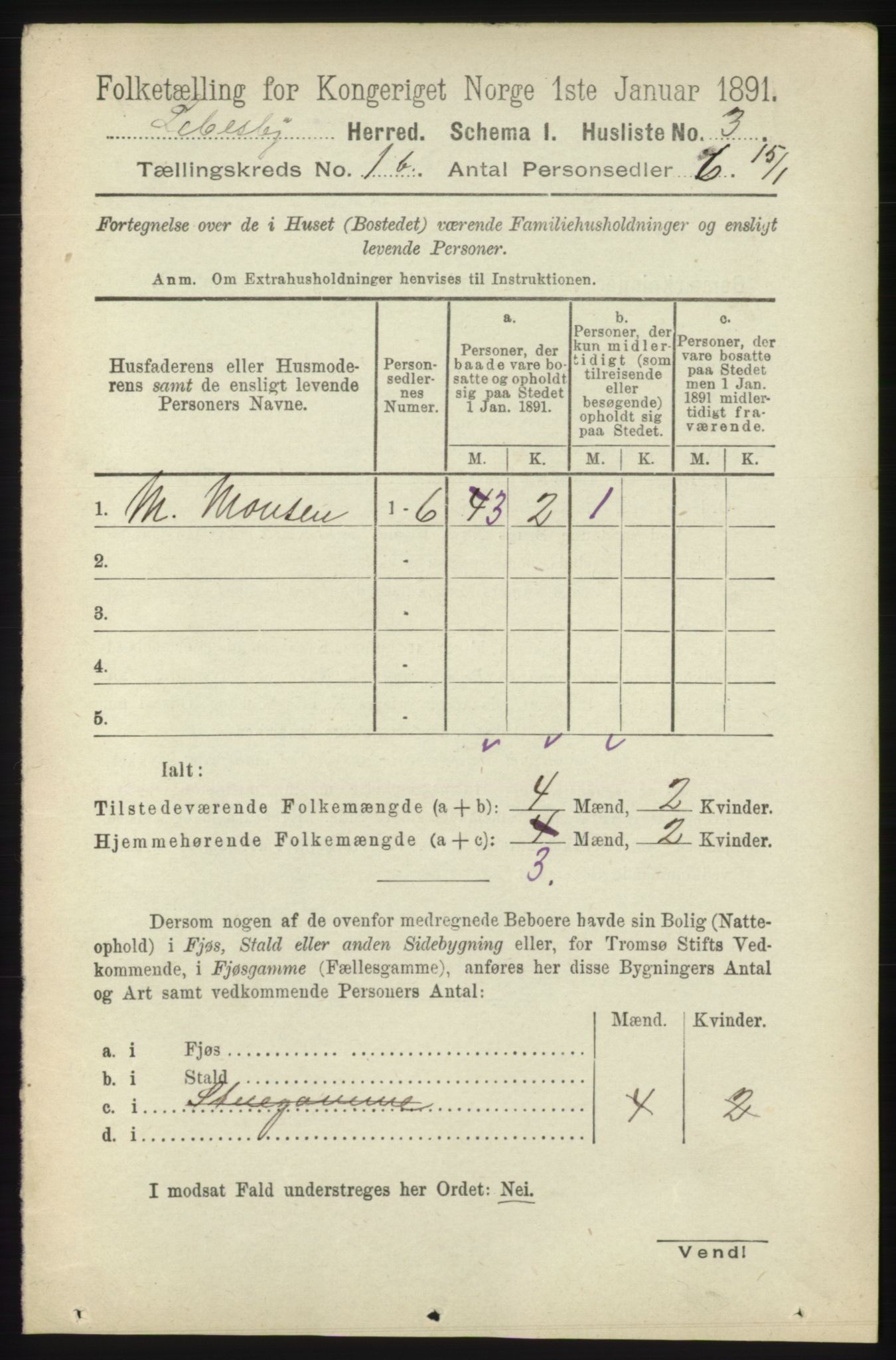 RA, 1891 census for 2022 Lebesby, 1891, p. 81