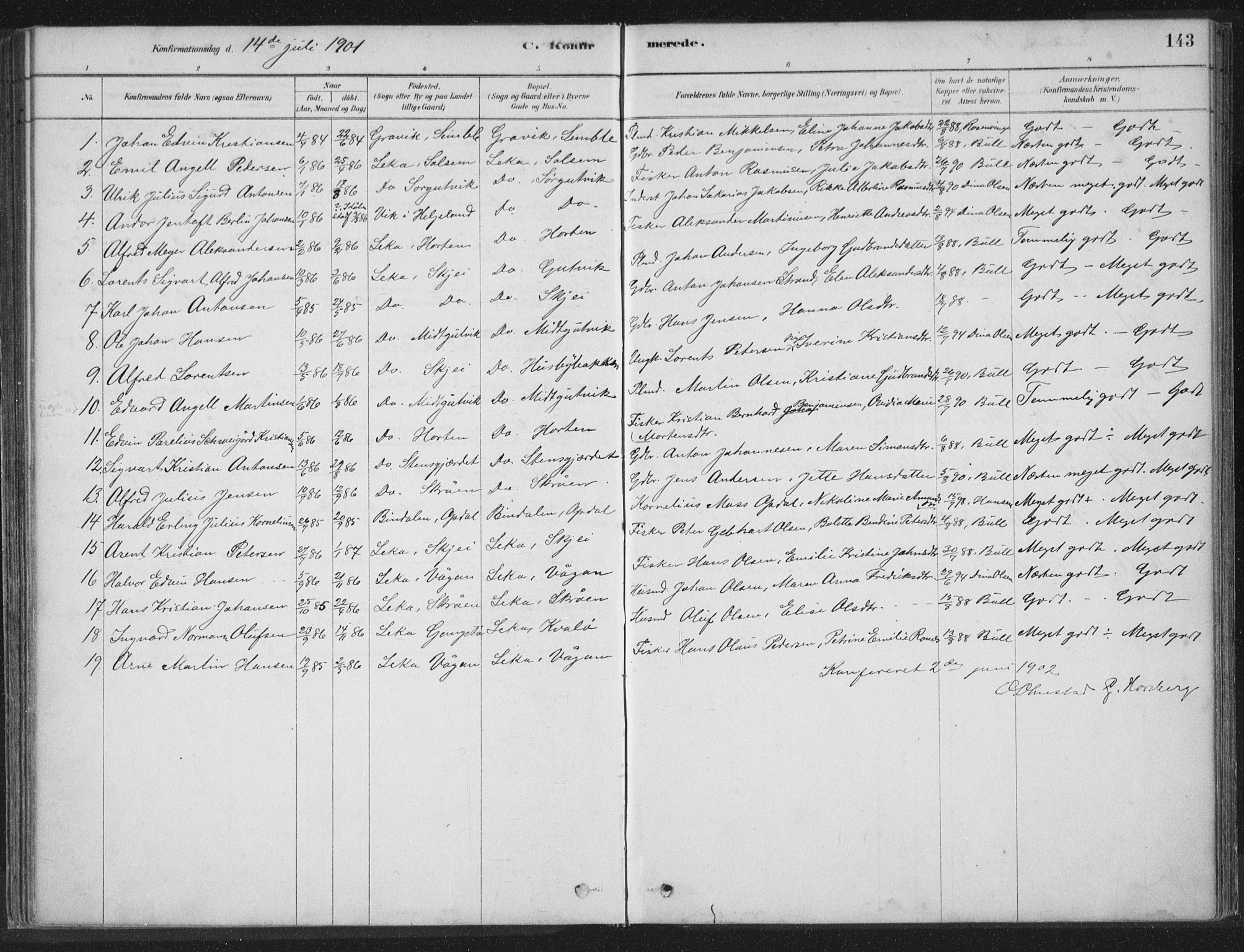 Ministerialprotokoller, klokkerbøker og fødselsregistre - Nord-Trøndelag, AV/SAT-A-1458/788/L0697: Parish register (official) no. 788A04, 1878-1902, p. 143