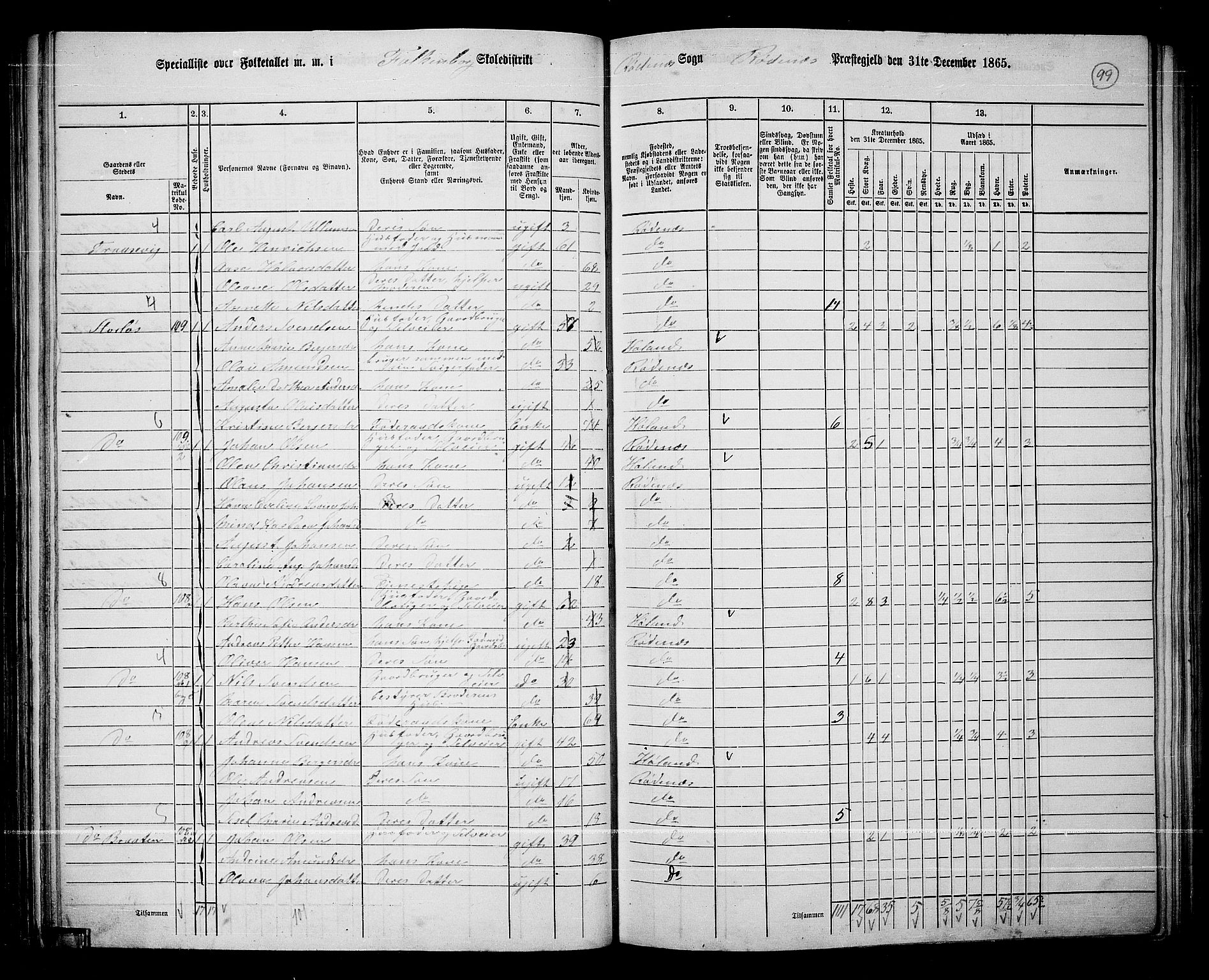 RA, 1865 census for Rødenes, 1865, p. 88