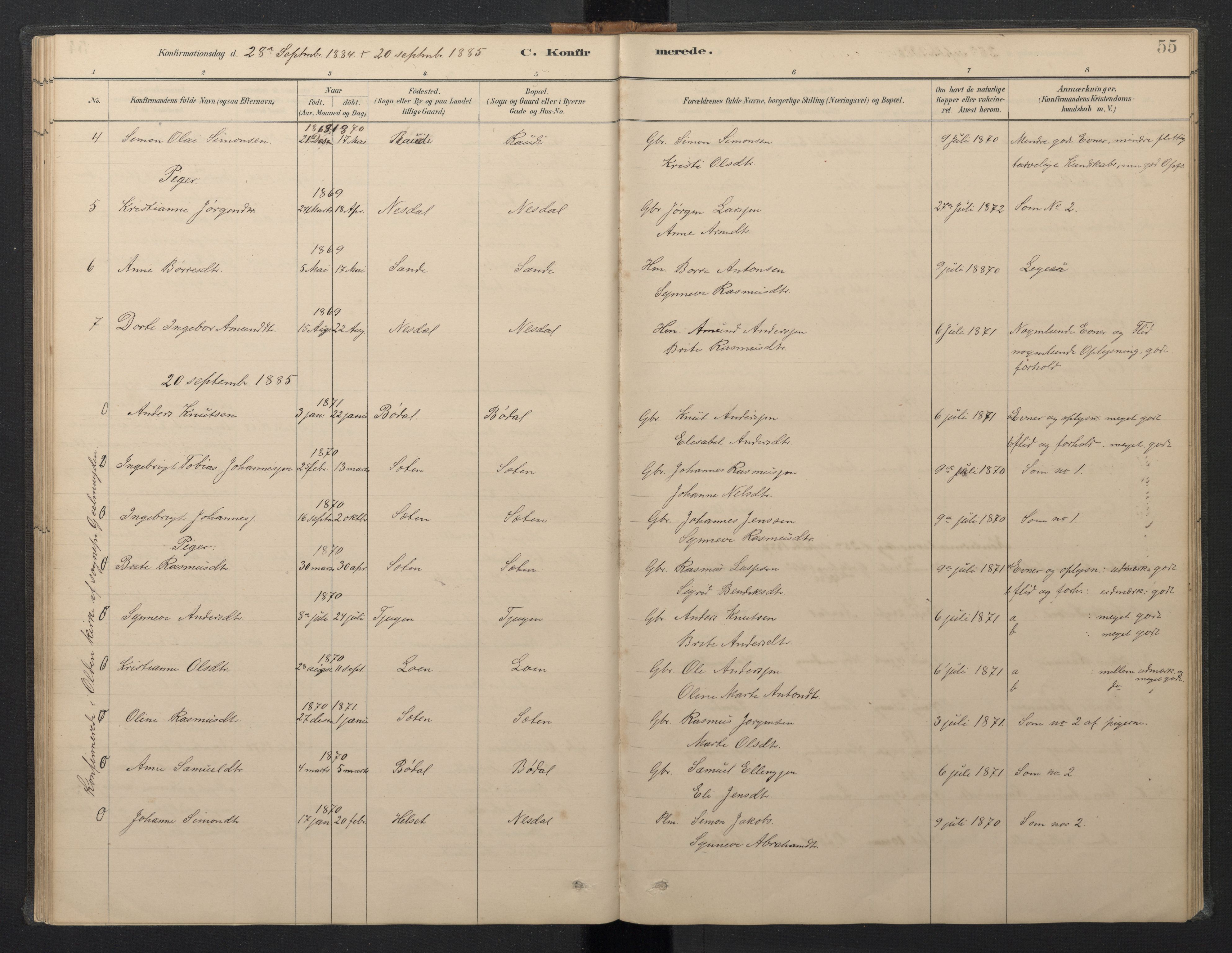 Stryn Sokneprestembete, AV/SAB-A-82501: Parish register (copy) no. B 3, 1881-1918, p. 54b-55a