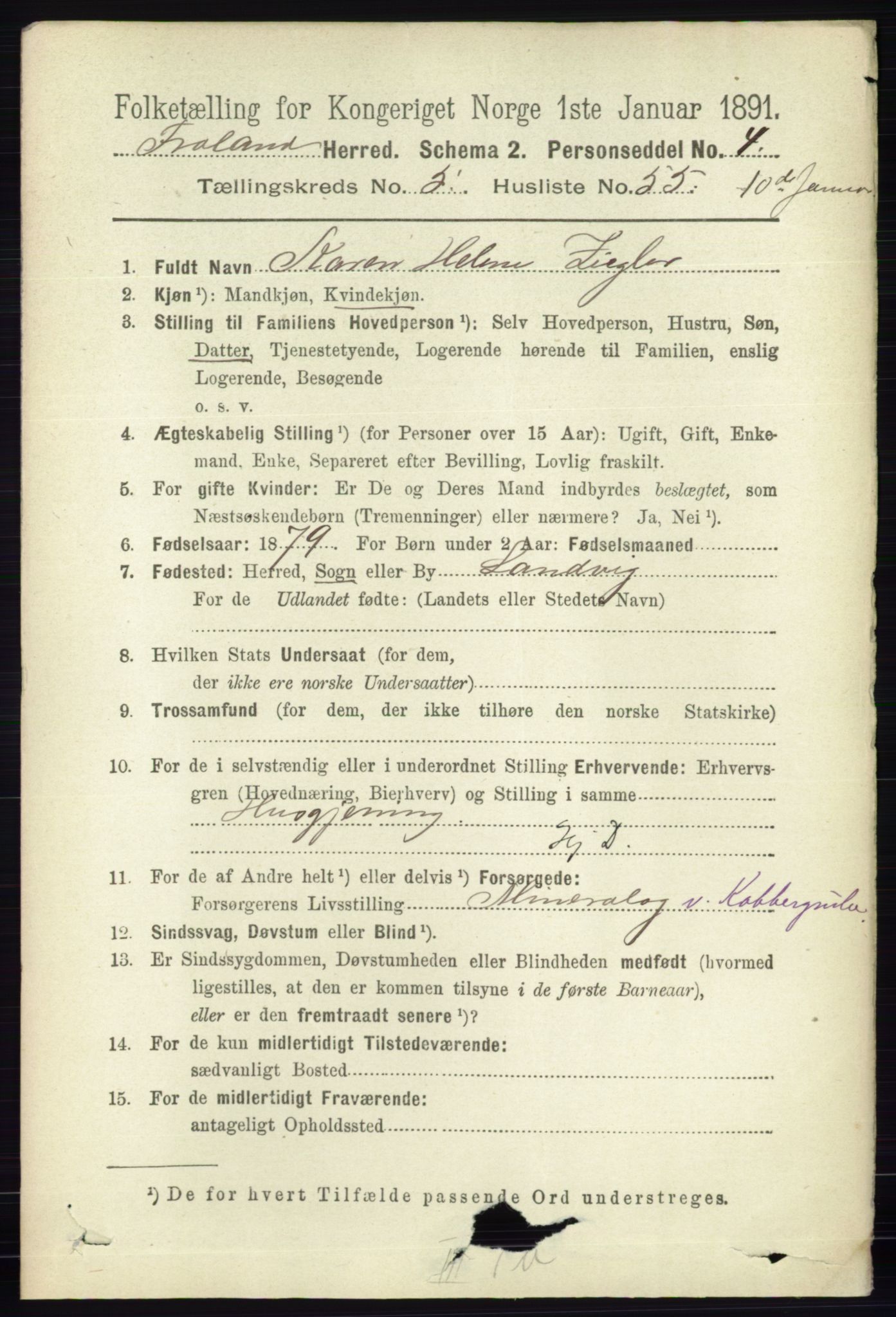 RA, 1891 census for 0919 Froland, 1891, p. 2129