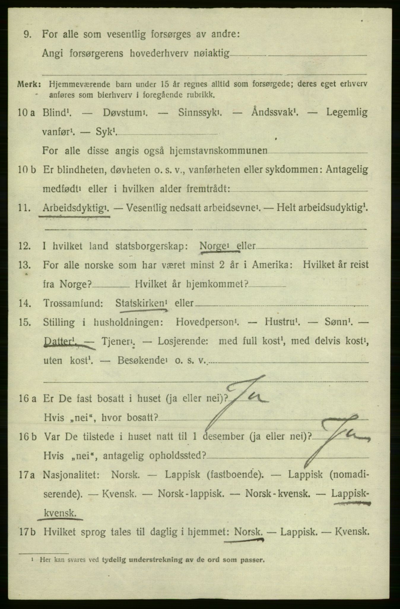 SATØ, 1920 census for Kistrand, 1920, p. 1487