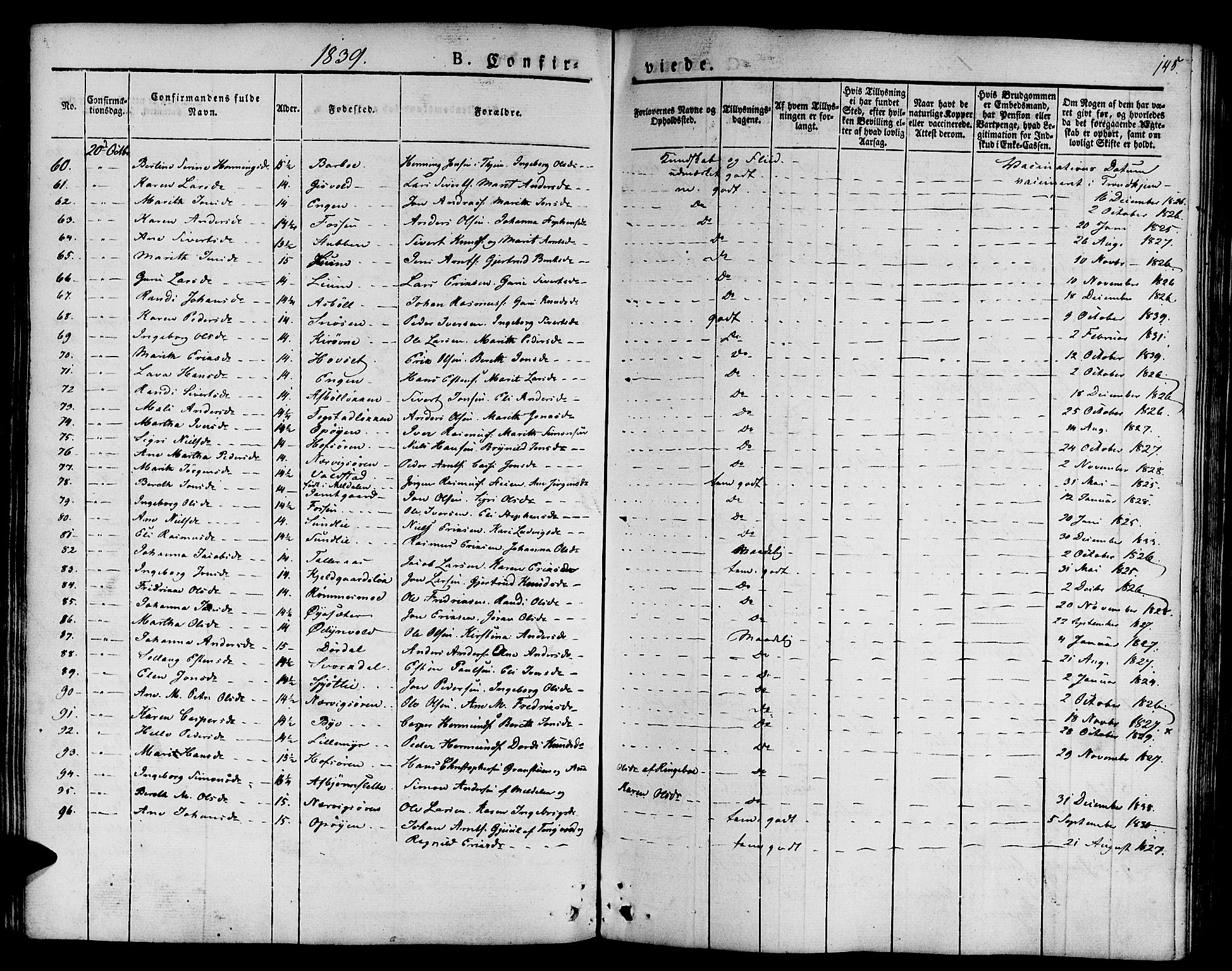 Ministerialprotokoller, klokkerbøker og fødselsregistre - Sør-Trøndelag, AV/SAT-A-1456/668/L0804: Parish register (official) no. 668A04, 1826-1839, p. 145