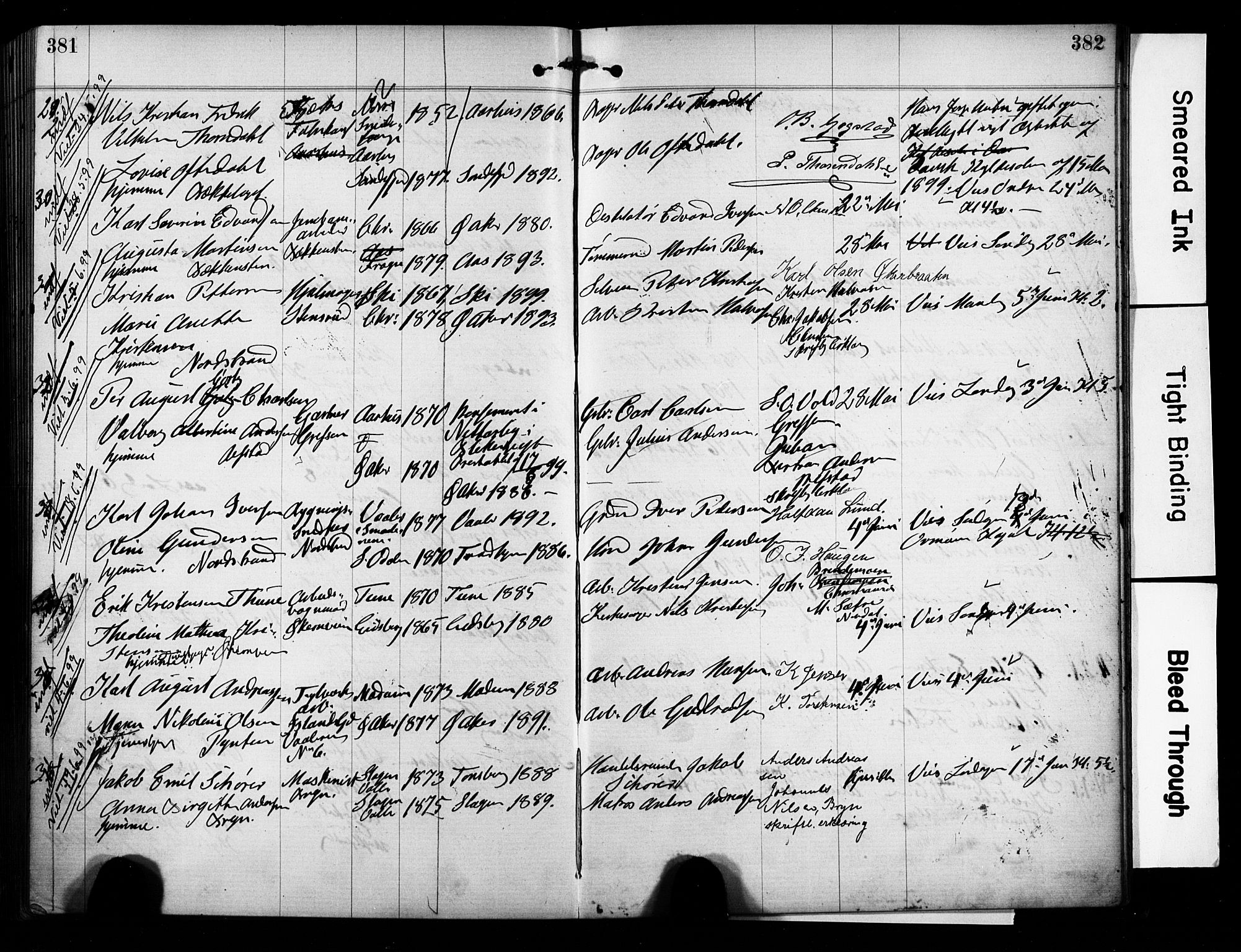 Østre Aker prestekontor Kirkebøker, AV/SAO-A-10840/H/Ha/L0004: Banns register no. I 4, 1878-1901, p. 381-382
