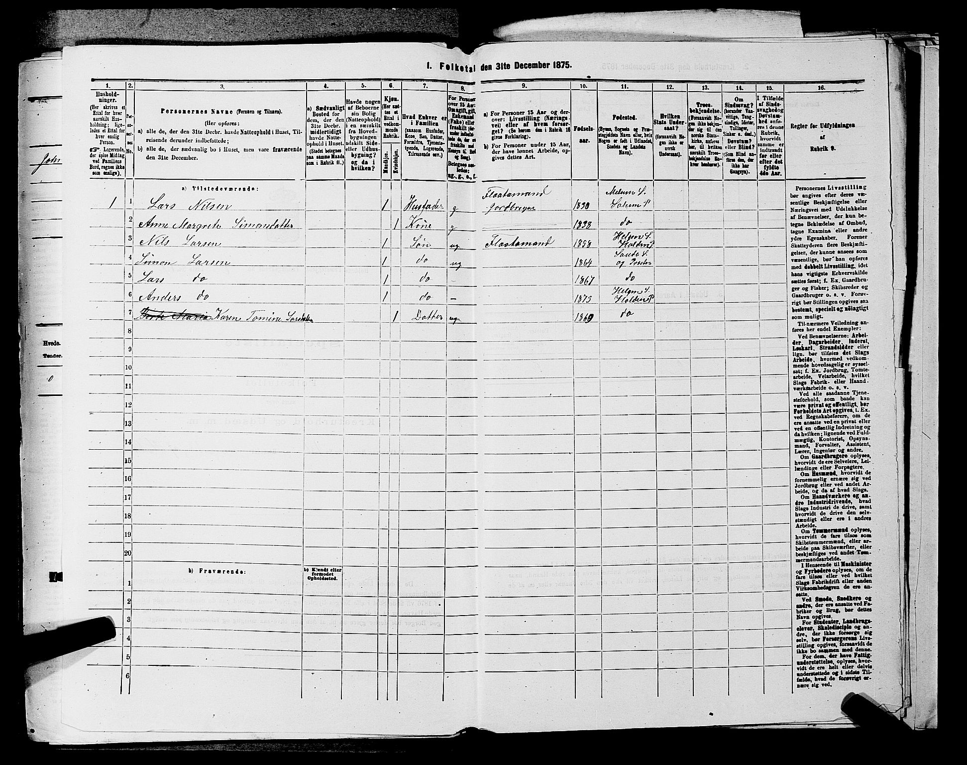 SAKO, 1875 census for 0819P Holla, 1875, p. 840