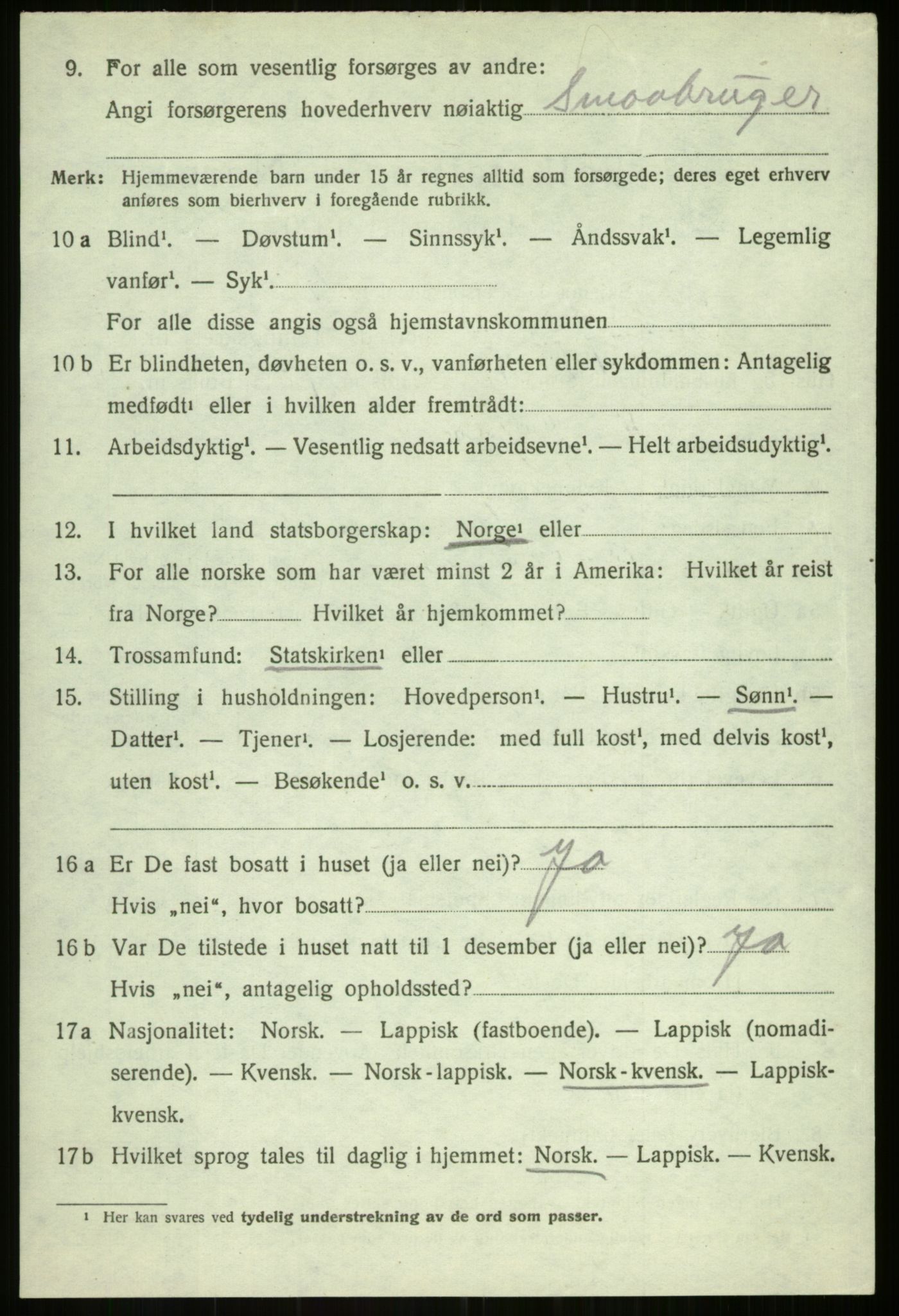 SATØ, 1920 census for Balsfjord, 1920, p. 3853